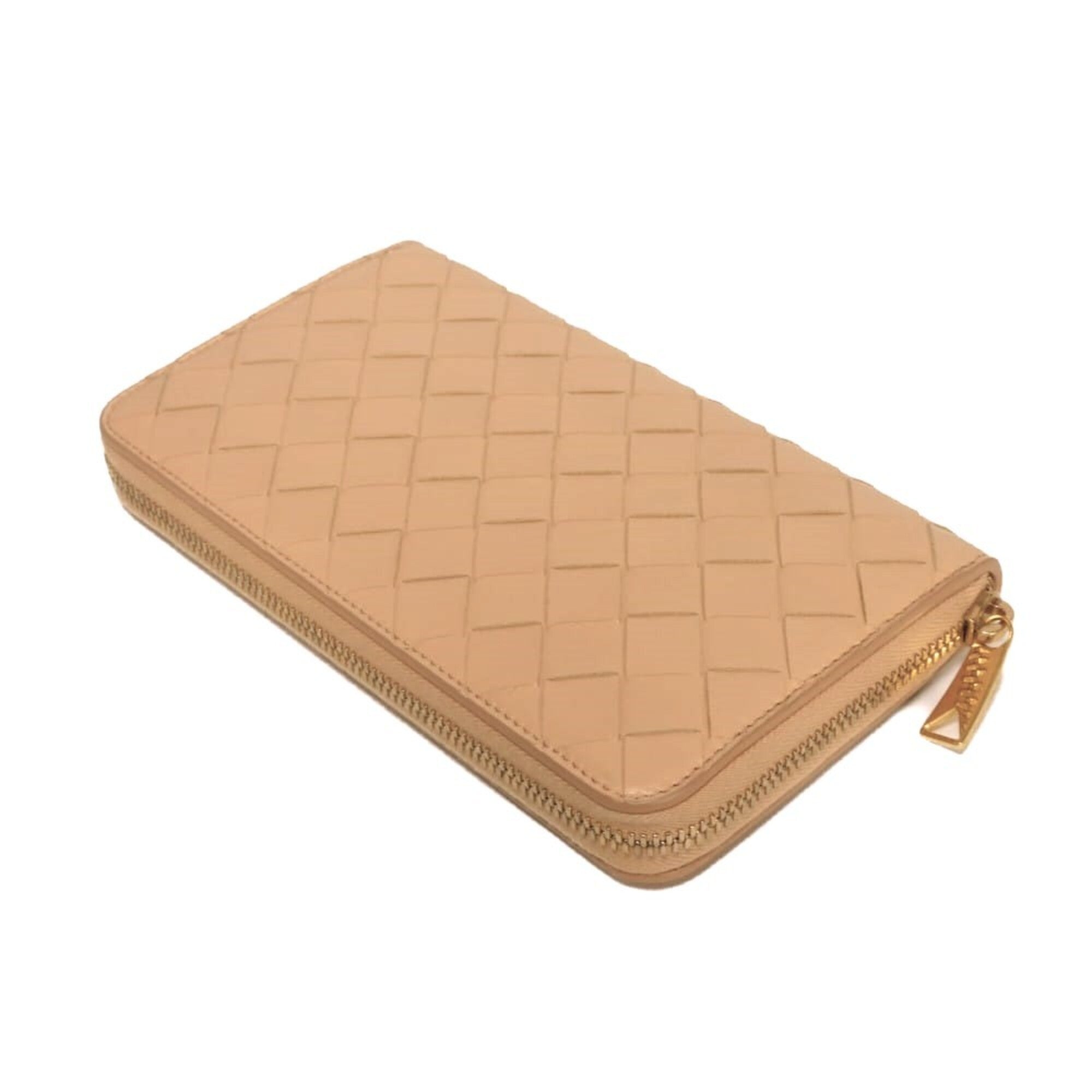 Bottega Veneta Beige Leather Long Wallet (Bi-Fold) (Pre-Owned)