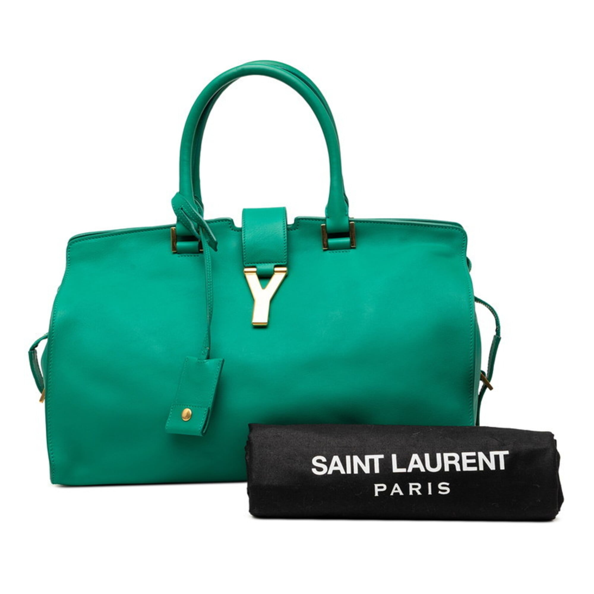 Saint Laurent Green Leather Handbag Tote Bag (Pre-Owned)