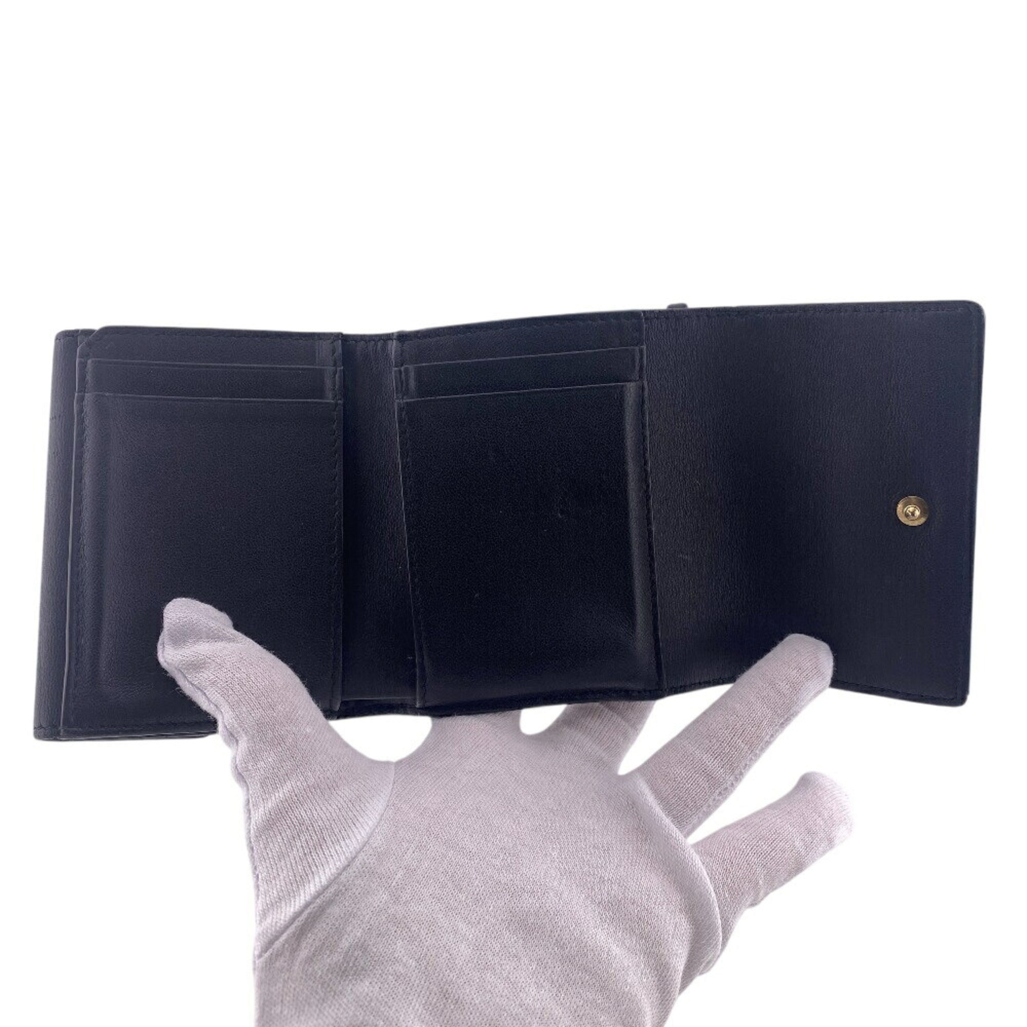 Christian Dior Black Leather Wallet (Tri-Fold) (Pre-Owned)