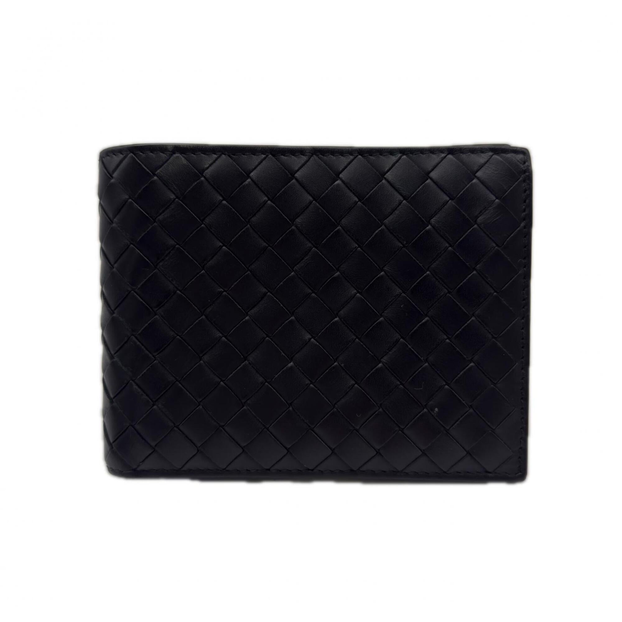 Bottega Veneta Intrecciato Black Leather Wallet (Bi-Fold) (Pre-Owned)