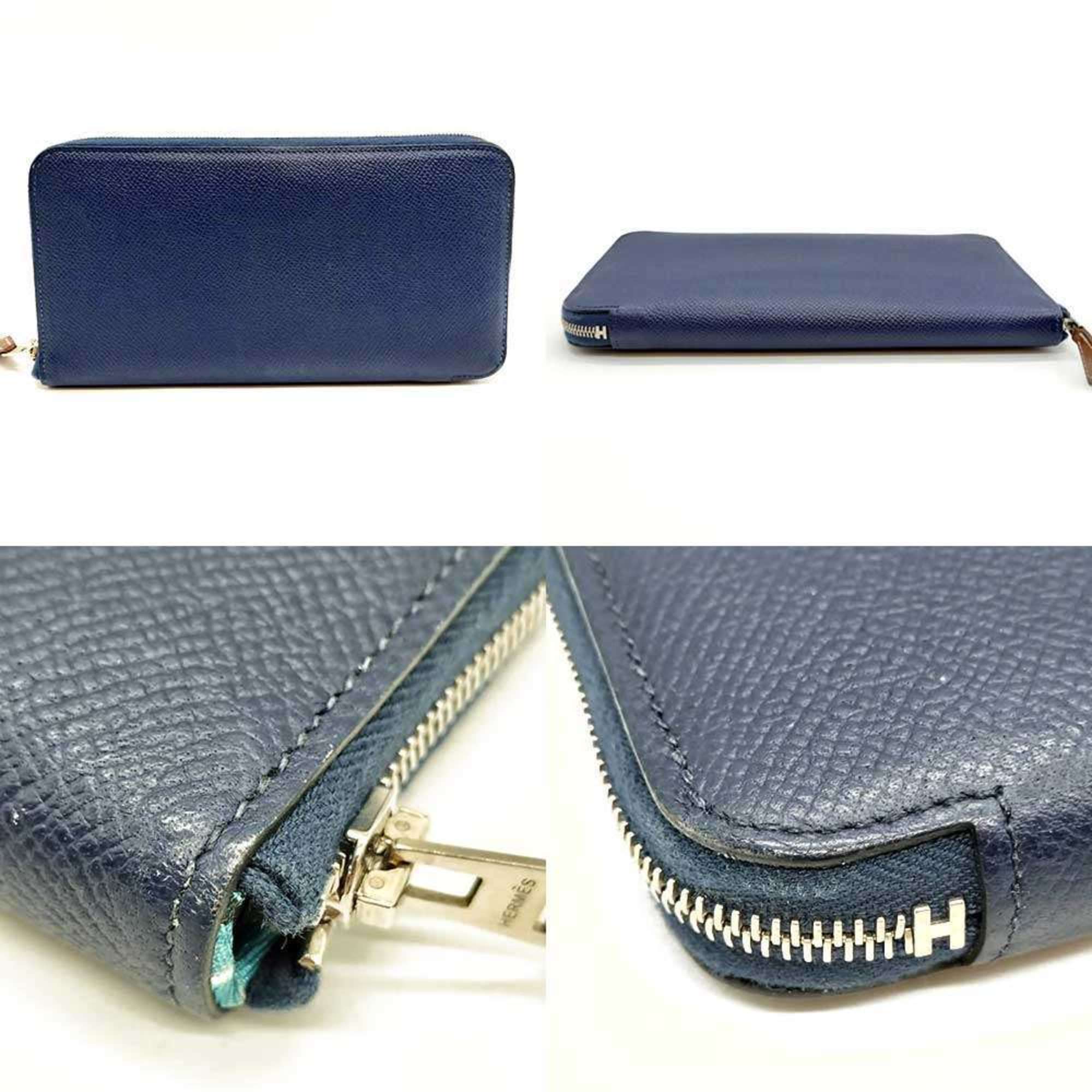 Hermes Azap Navy Epsom Leather Long Wallet (Bi-Fold) (Pre-Owned)