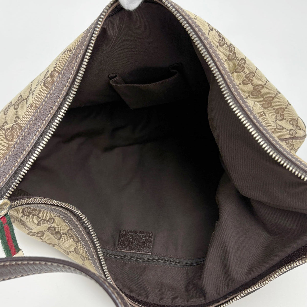 Gucci Gg Canvas Brown Gg Canvas Leather Shoulder Bag (Pre-Owned)