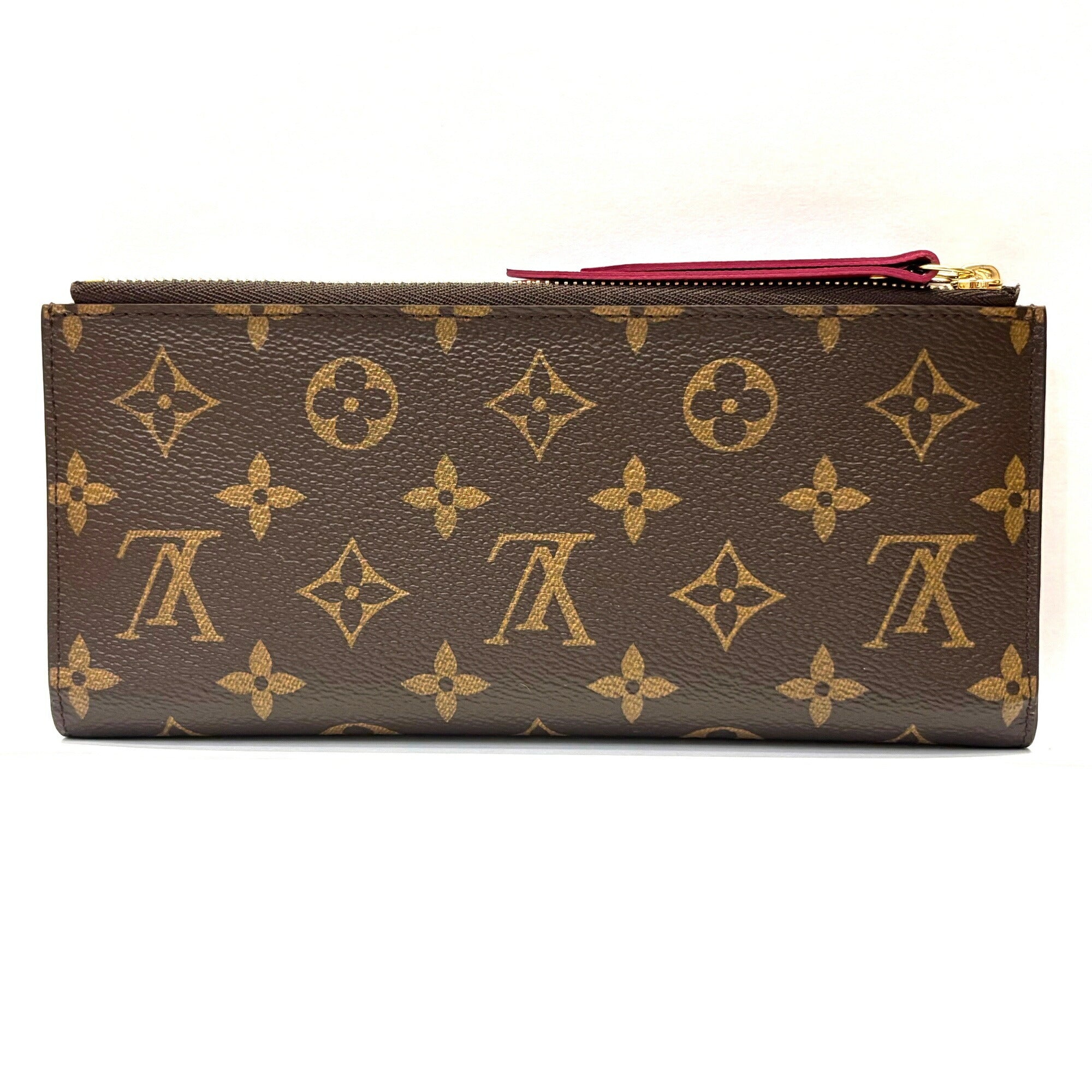 Louis Vuitton Monogram Brown Red Color Monogram Long Wallet (Bi-Fold) (Pre-Owned)
