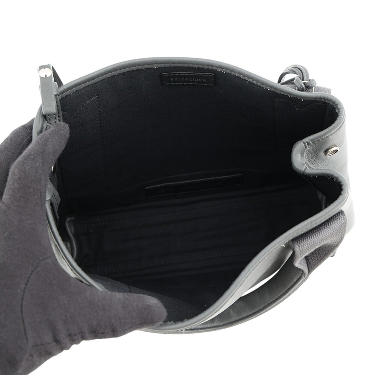 Balenciaga Gray Leather Canvas Handbag (Pre-Owned)