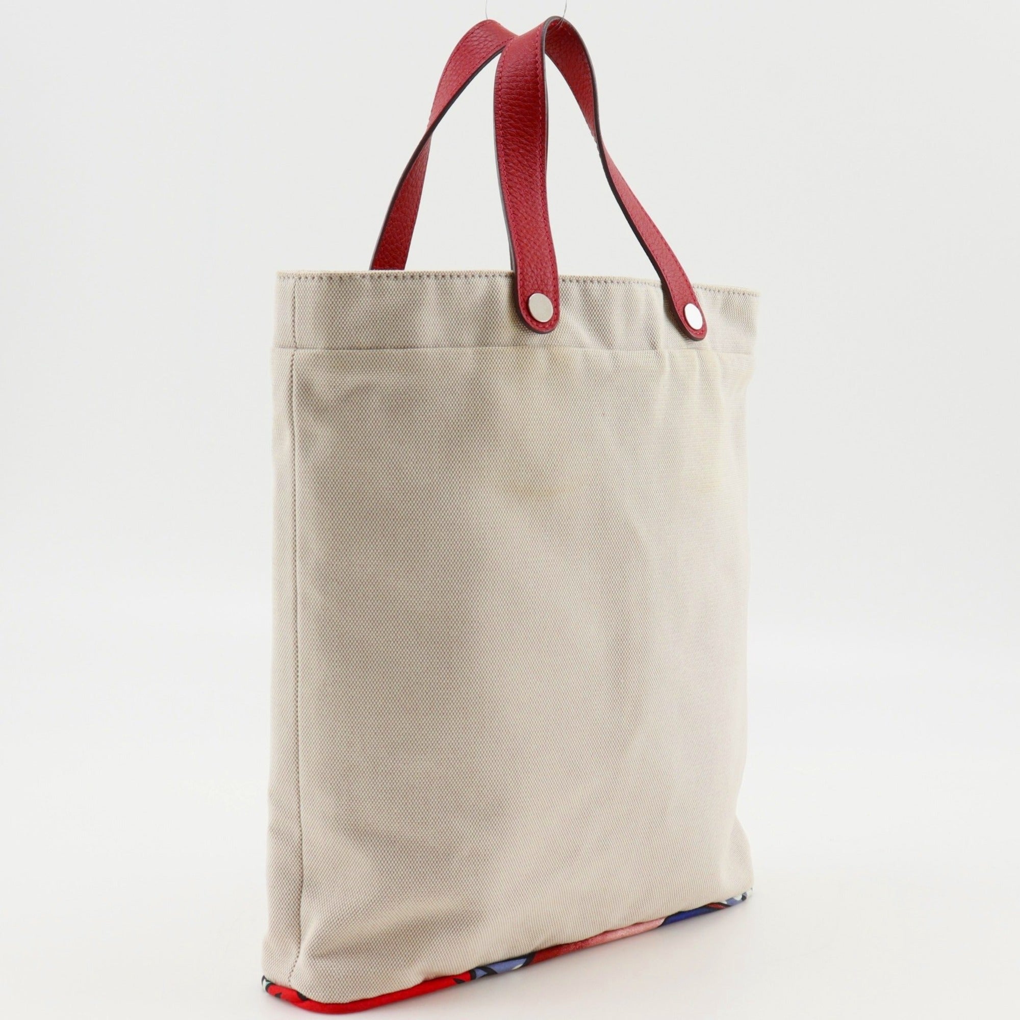 Hermes Beige Toile H Silk Handbag Tote Bag (Pre-Owned)