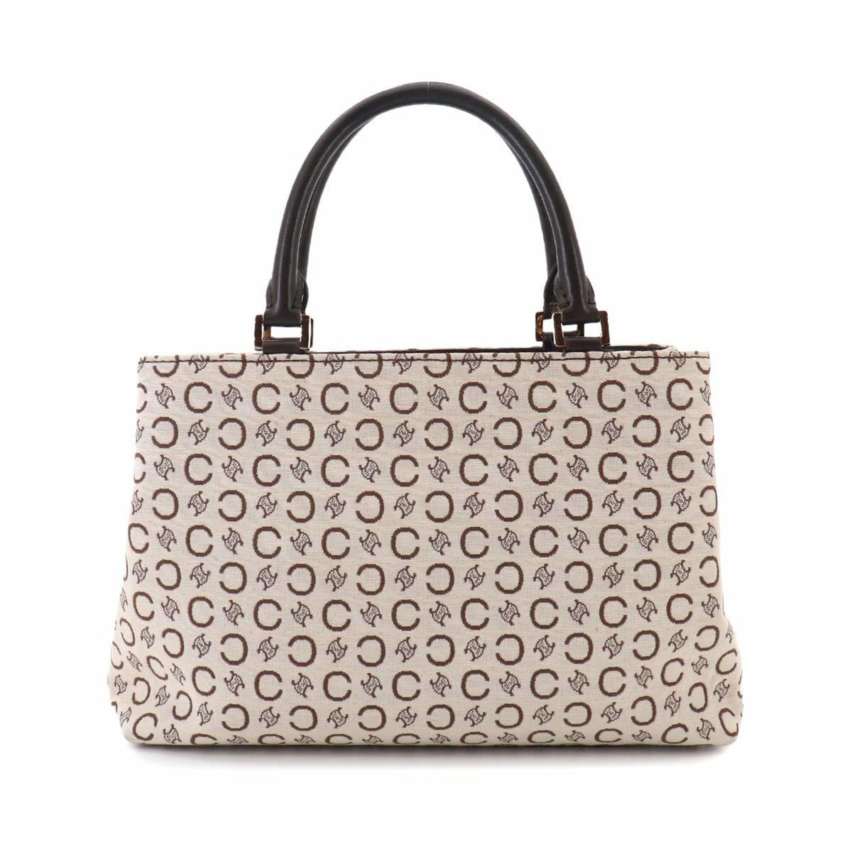 Celine Macadam Beige Brown Canvas Leather Handbag (Pre-Owned)