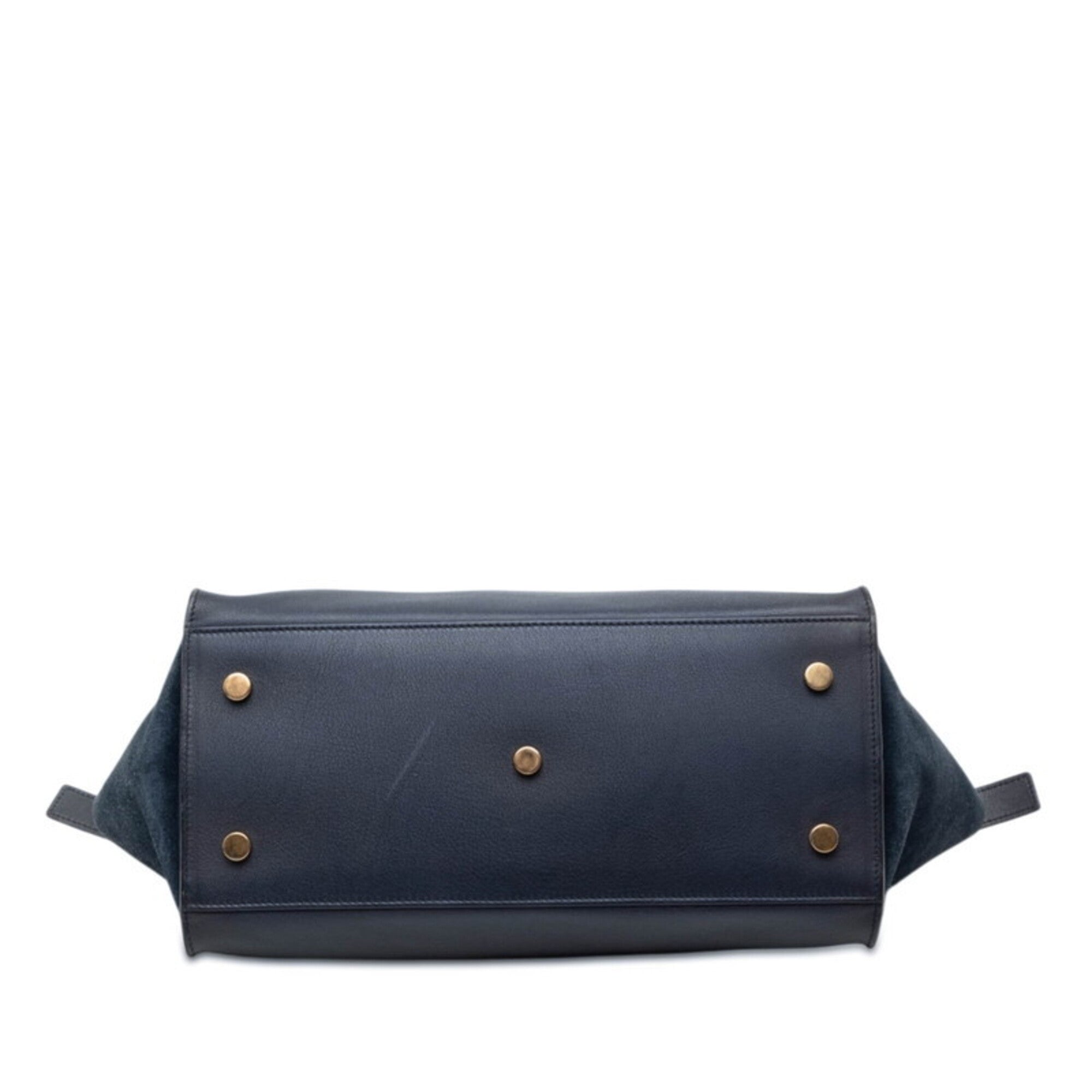 Saint Laurent Navy Leather Suede Handbag Shoulder Bag (Pre-Owned)
