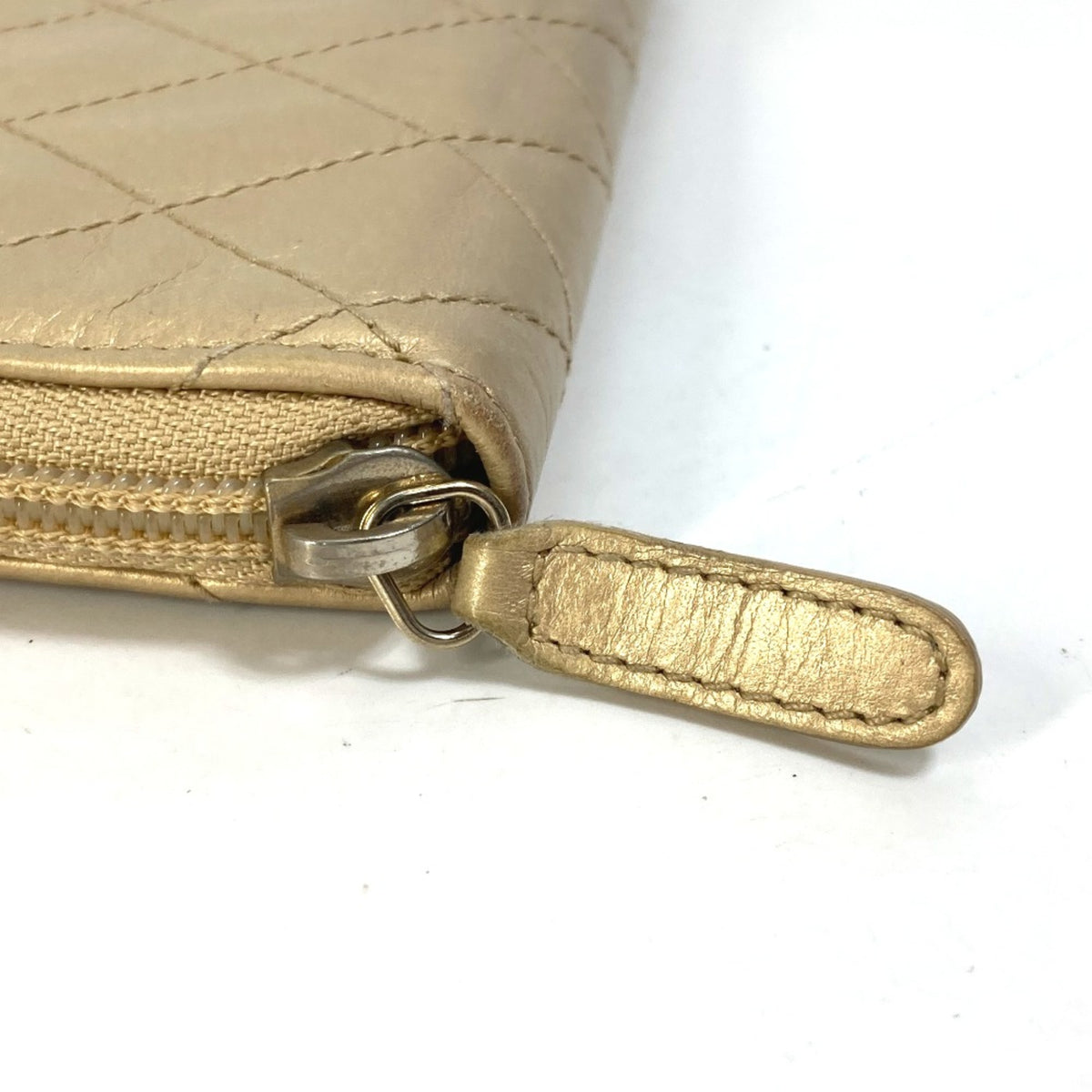 Chanel Gold Leather Long Wallet (Bi-Fold) (Pre-Owned)