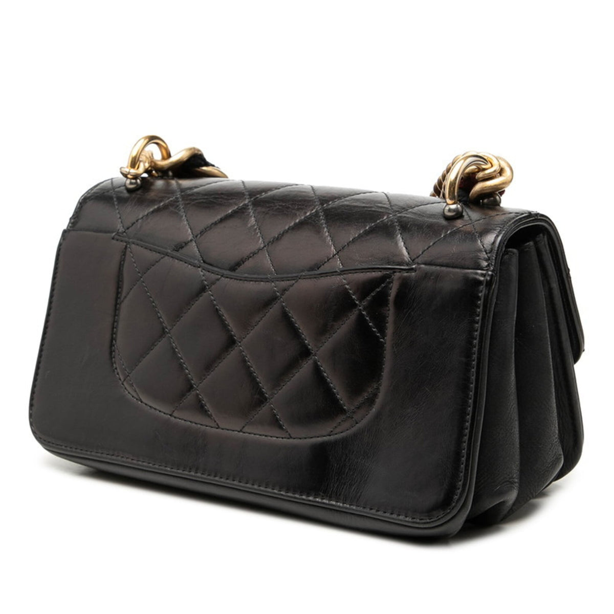Chanel Black Leather Handbag Shoulder Bag (Pre-Owned)