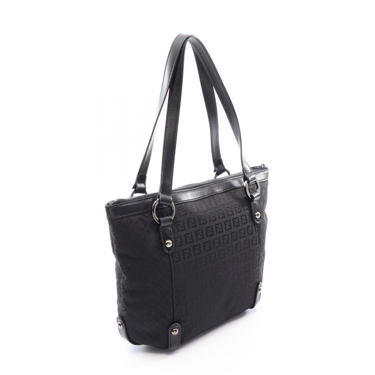 Fendi Black Canvas Leather Handbag Shoulder Bag (Pre-Owned)