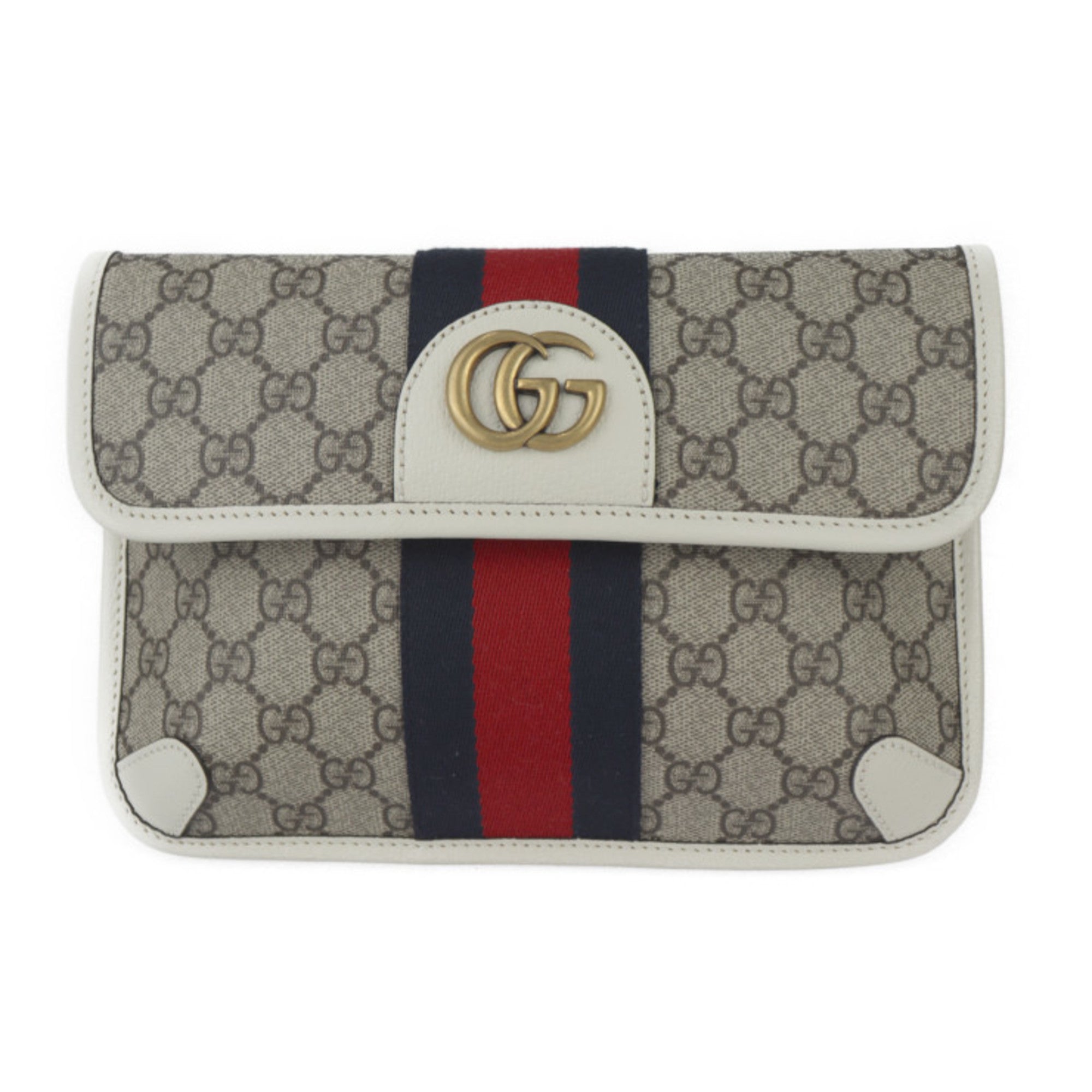 Gucci Beige White Gg Supreme Leather Fanny Pack (Pre-Owned)
