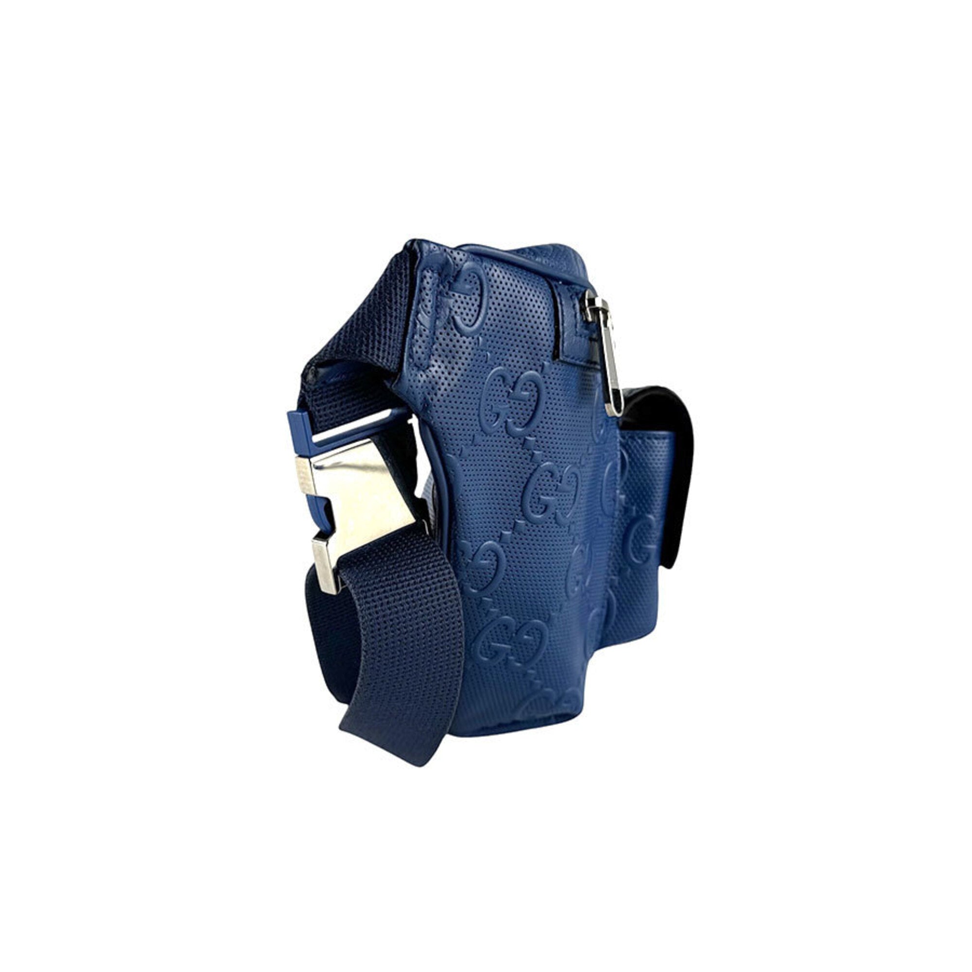 Gucci Blue Leather Fanny Pack Sling Bag (Pre-Owned)