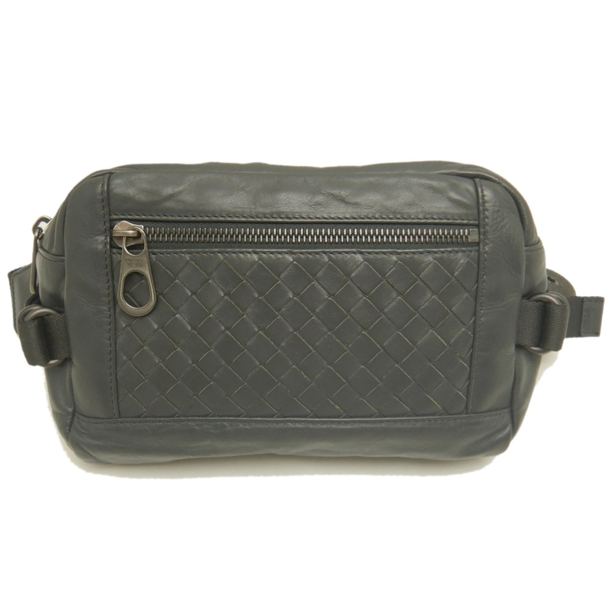 Bottega Veneta Intrecciato Dark Gray Intrecciato Fanny Pack (Pre-Owned)