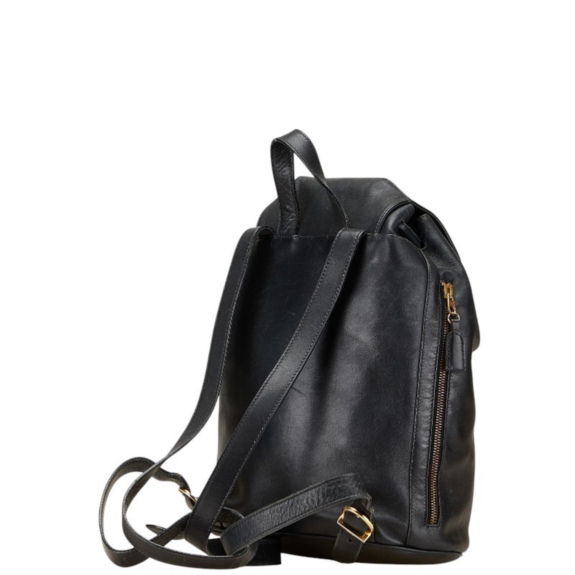 Salvatore Ferragamo Gancini Black Leather Backpack (Pre-Owned)