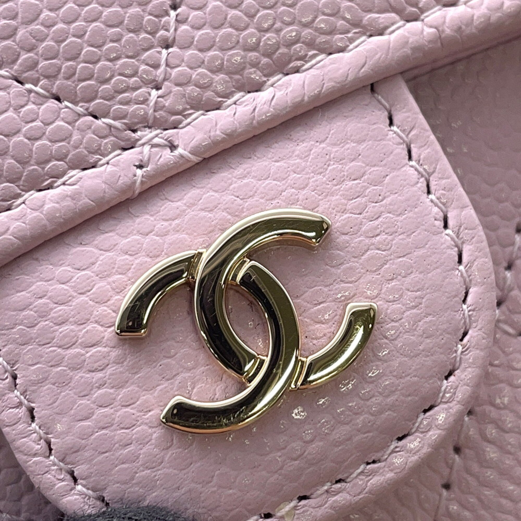 Chanel Light Pink Grained Calfskin Chain/Shoulder Wallet (Pre-Owned)