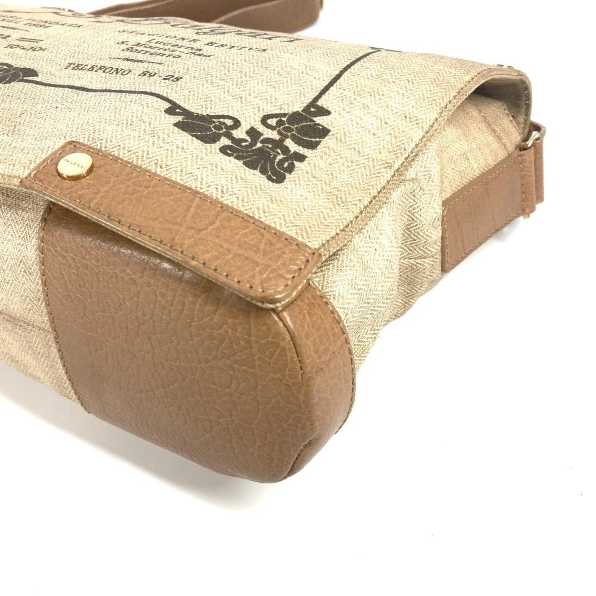 Bvlgari Beige Leather Coated Canvas Shoulder Bag (Pre-Owned)