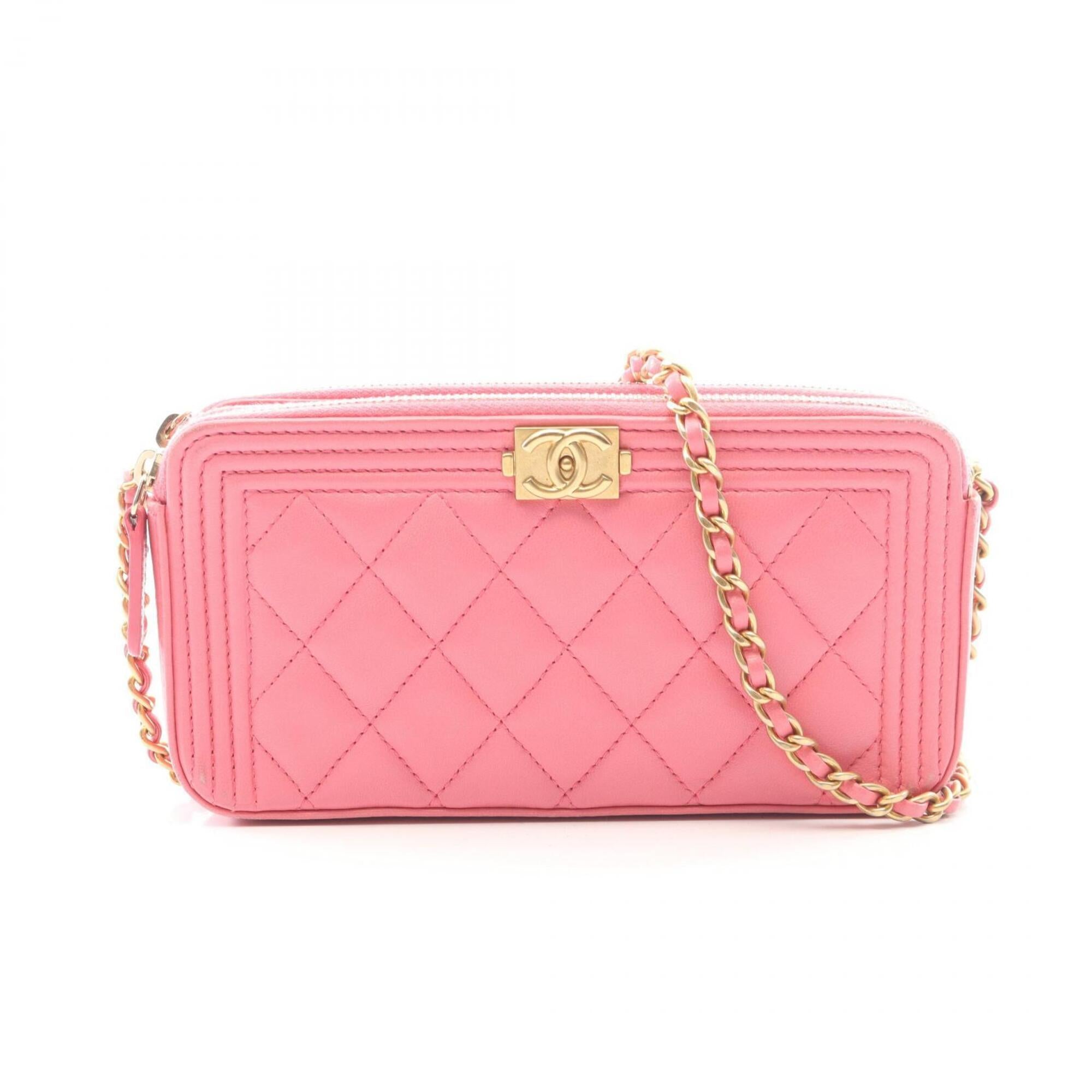 Chanel Pink Leather Handbag Shoulder Bag (Pre-Owned)