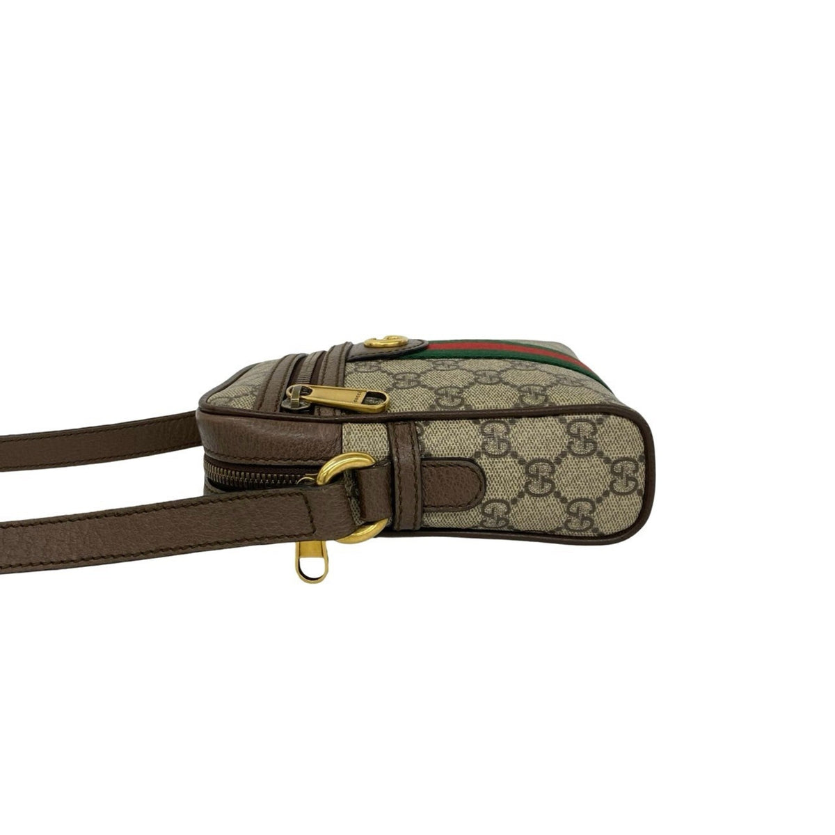 Gucci Brown Green Red Color Leather Pvc Pochette Shoulder Bag (Pre-Owned)