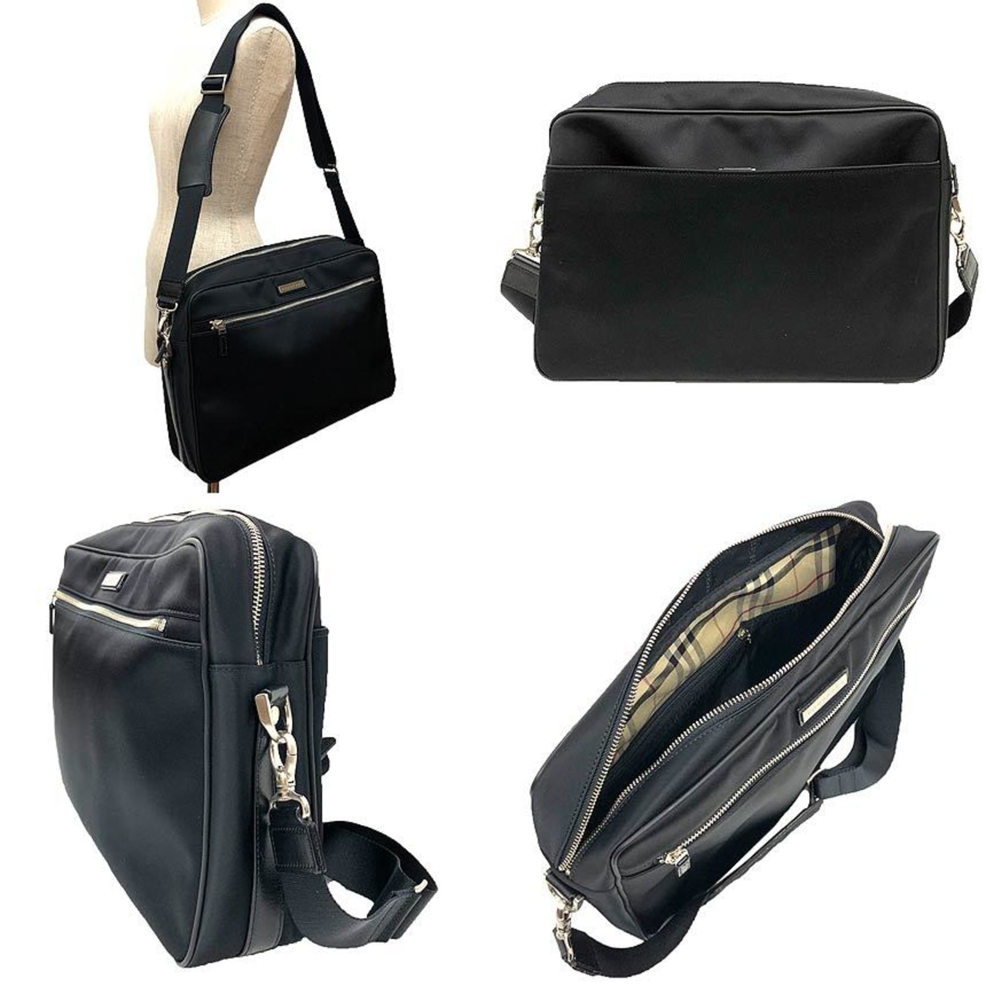 Burberry Black Nylon Messenger Bag Shoulder Bag (Pre-Owned)
