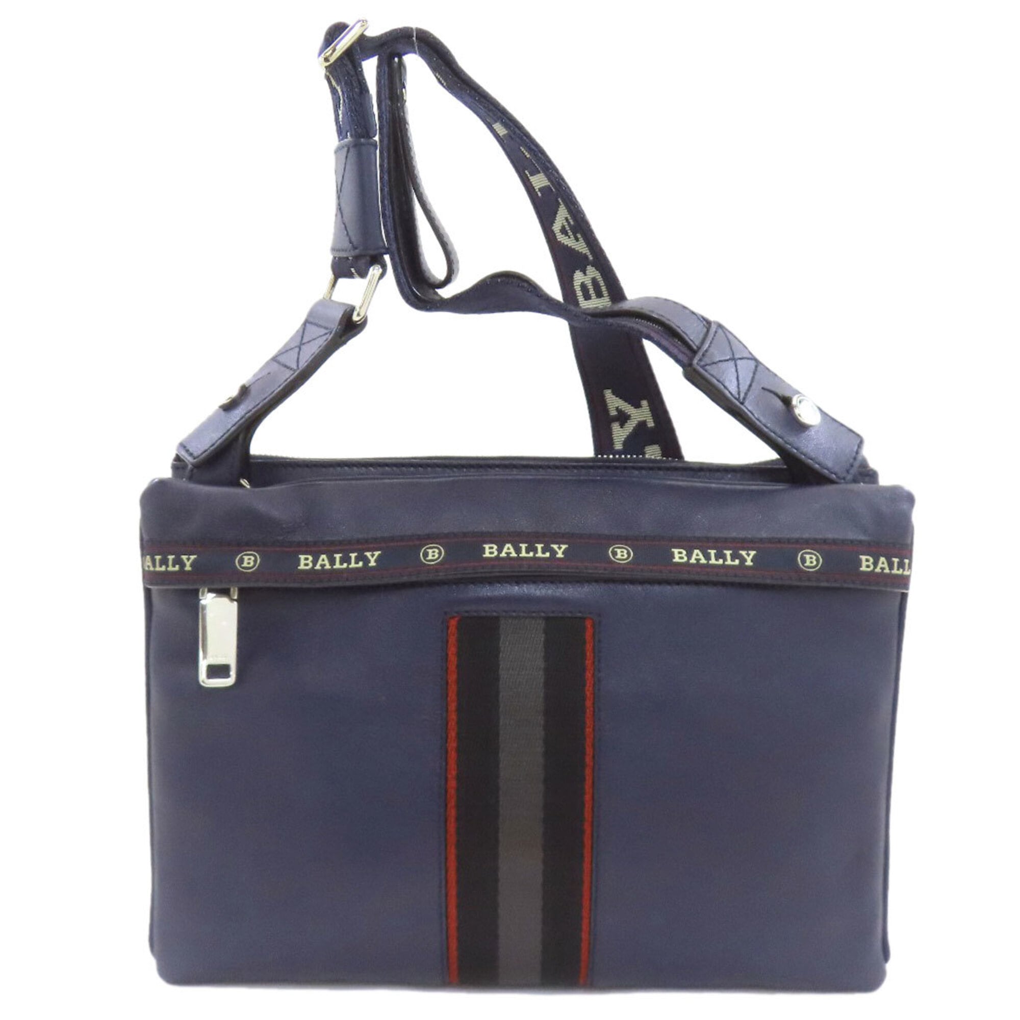 Bally Navy Leather Shoulder Bag (Pre-Owned)