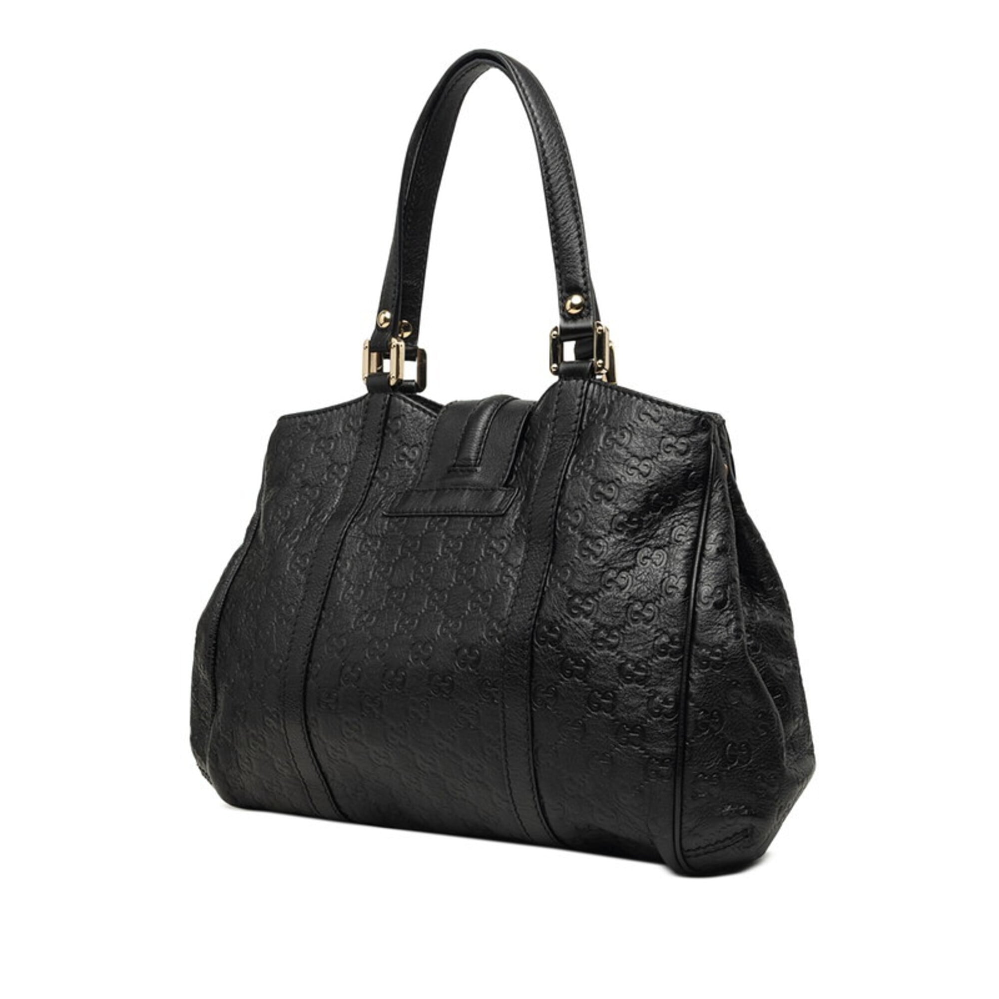 Gucci Guccissima Black Leather Handbag Tote Bag (Pre-Owned)