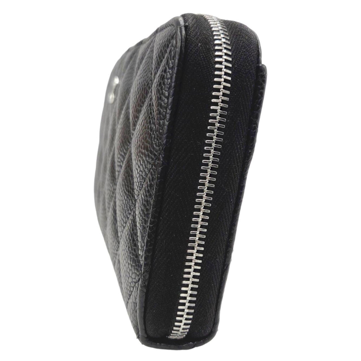 Chanel Black Grained Calfskin Long Wallet (Bi-Fold) (Pre-Owned)