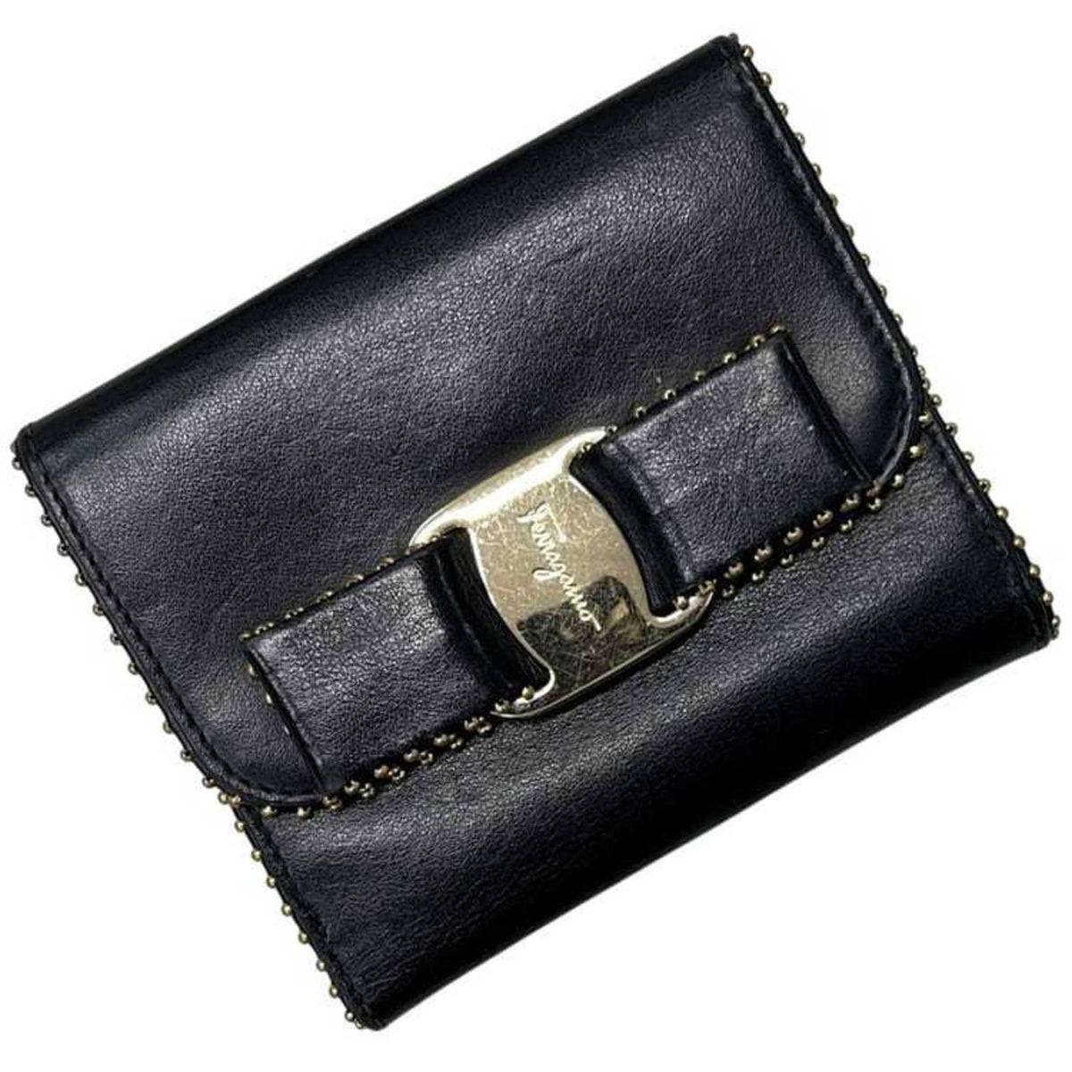 Salvatore Ferragamo Black Leather Wallet (Bi-Fold) (Pre-Owned)