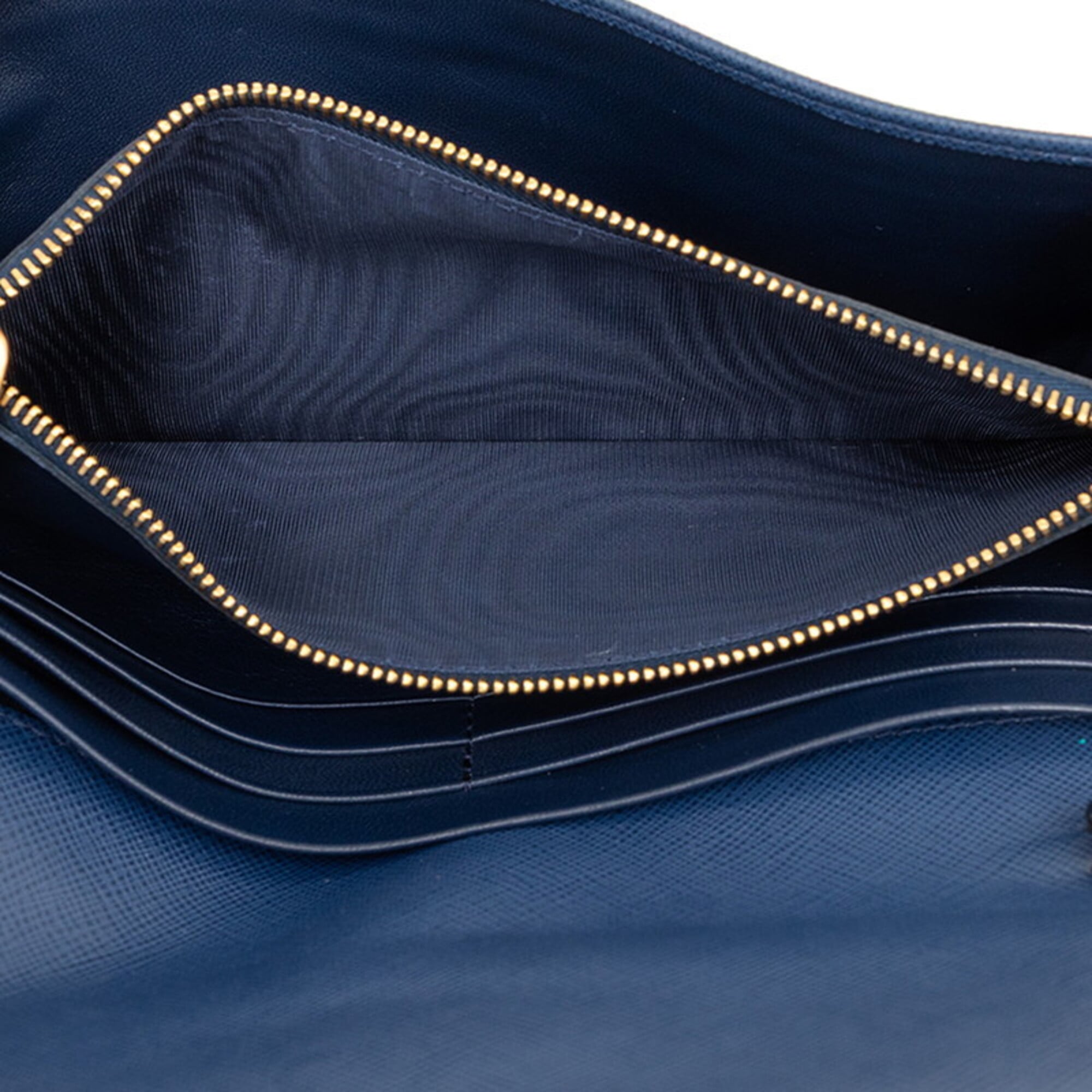 Prada Blue Leather Chain/Shoulder Wallet (Pre-Owned)