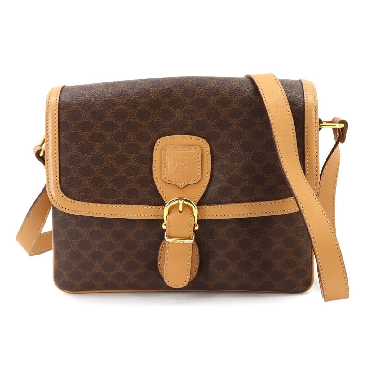 Celine Macadam Brown Pvc Leather Handbag Shoulder Bag (Pre-Owned)