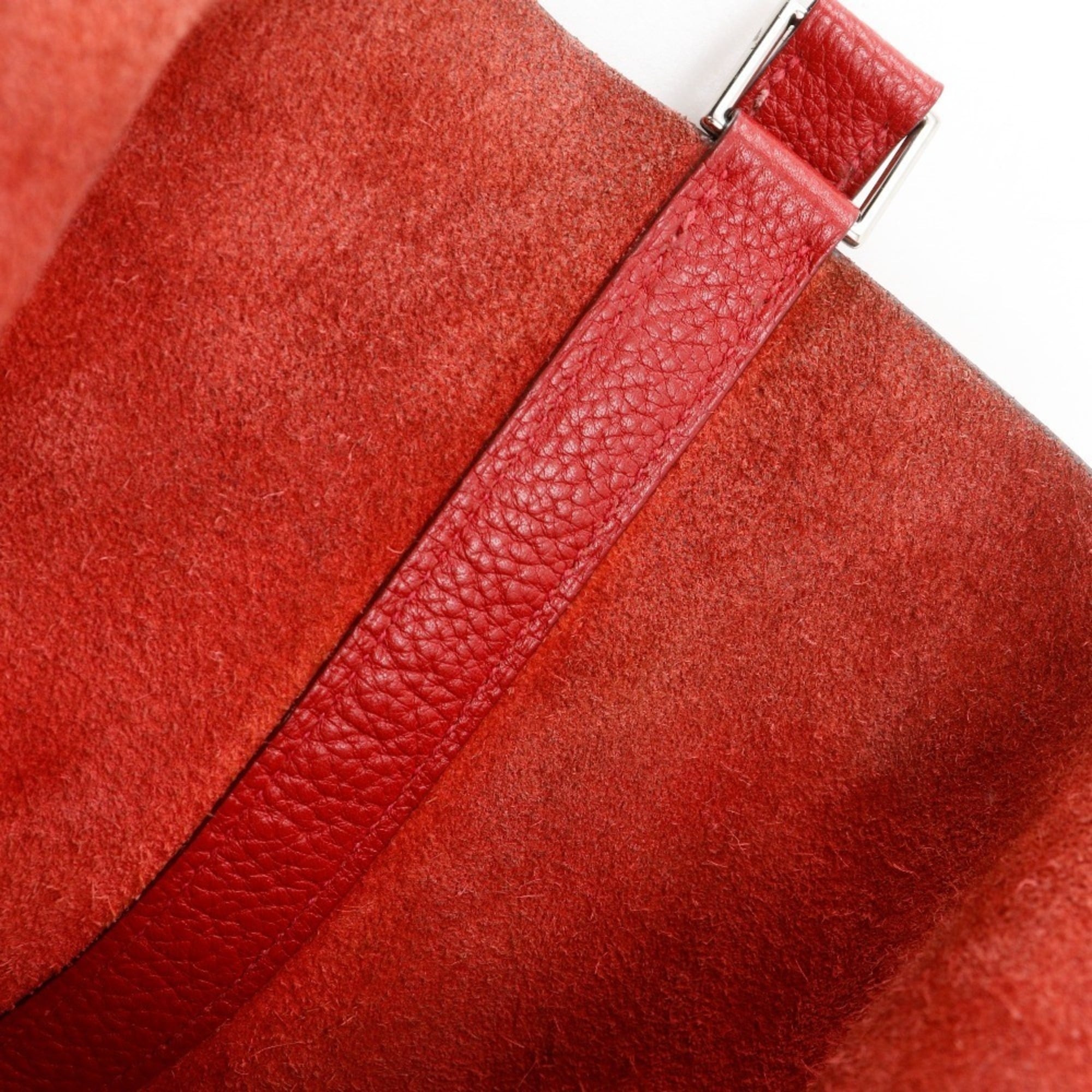 Hermes Red Color Taurillon Clemence Leather Handbag (Pre-Owned)