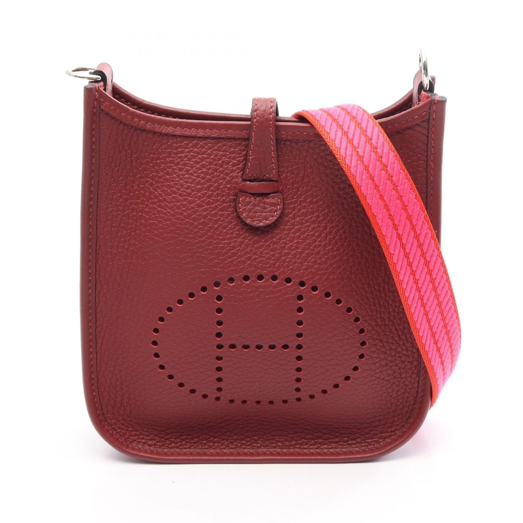 Hermes Bordeaux Rouge H Taurillon Clemence Leather Handbag Shoulder Bag (Pre-Owned)