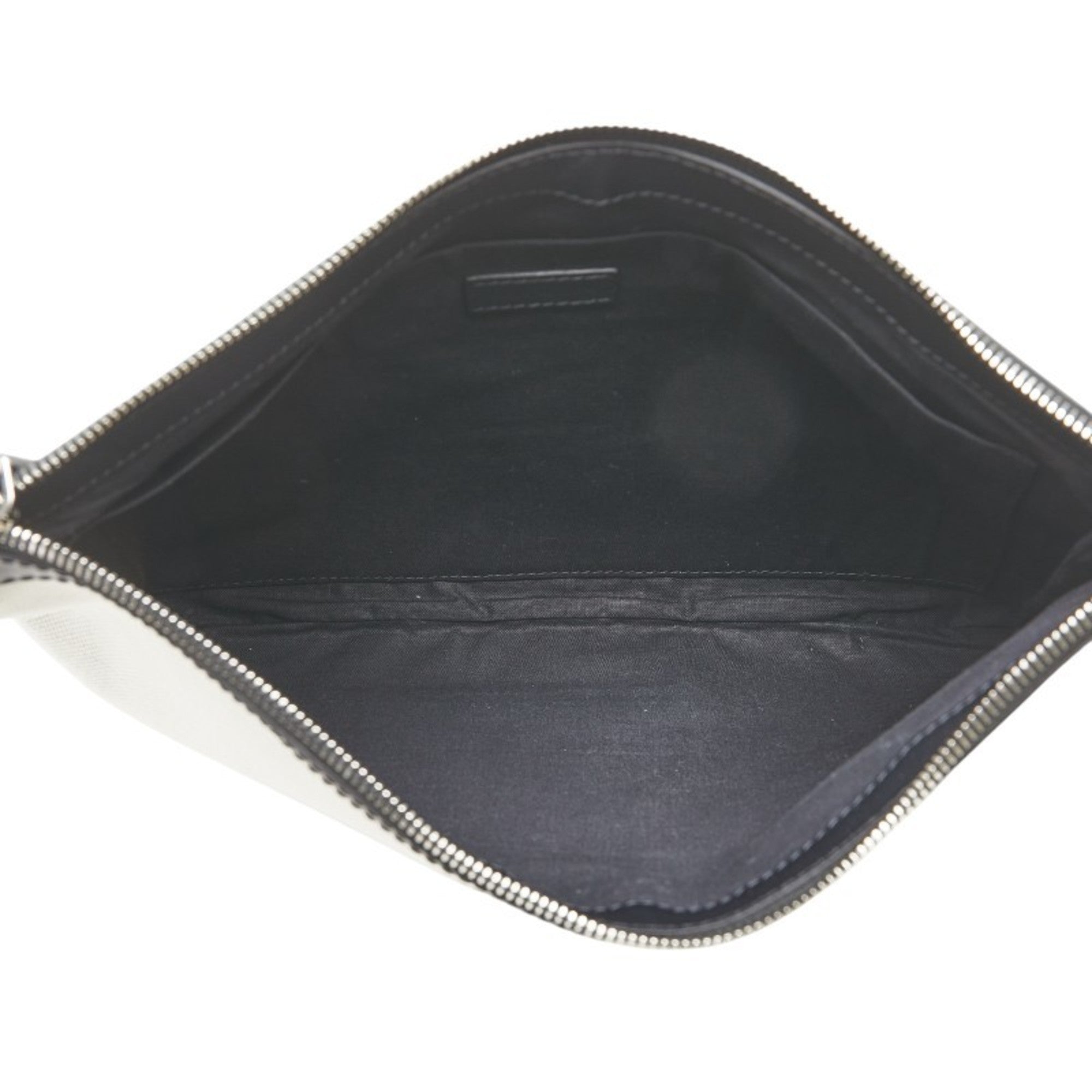 Balenciaga Beige Black Canvas Leather Clutch Bag (Pre-Owned)