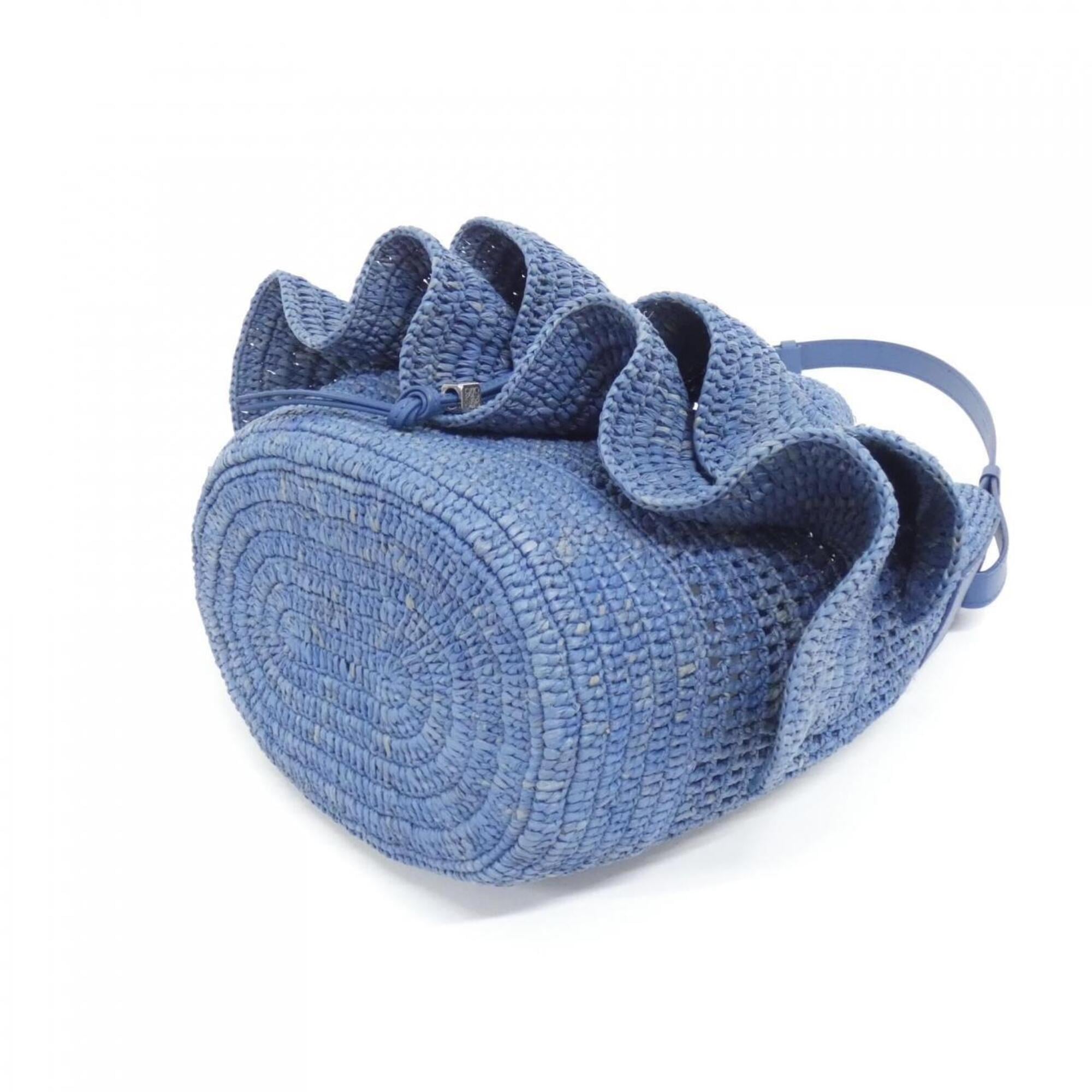 Loewe Blue Raffia Leather Handbag Shoulder Bag (Pre-Owned)
