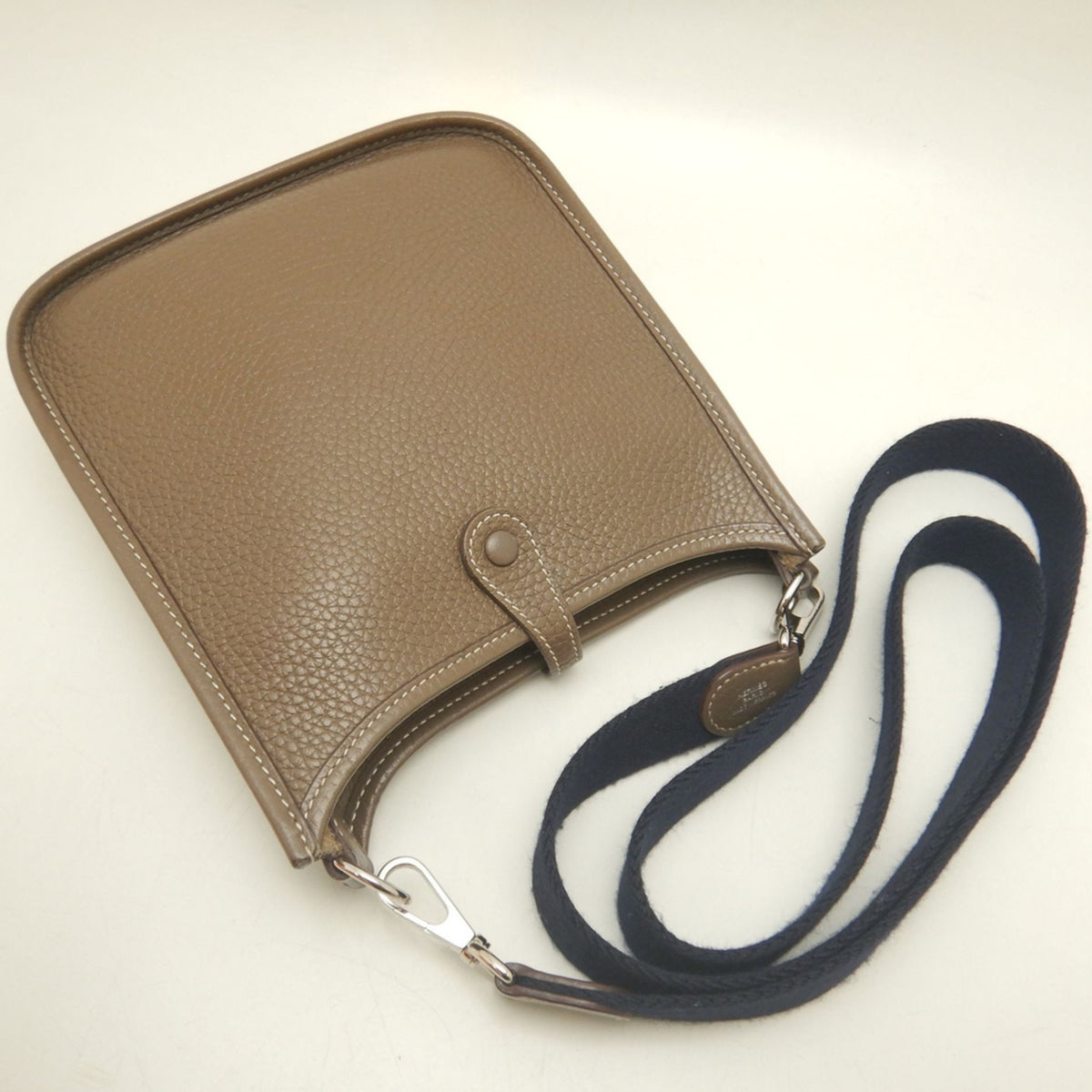 Hermes Etoupe Gray Taurillon Clemence Leather Shoulder Bag (Pre-Owned)