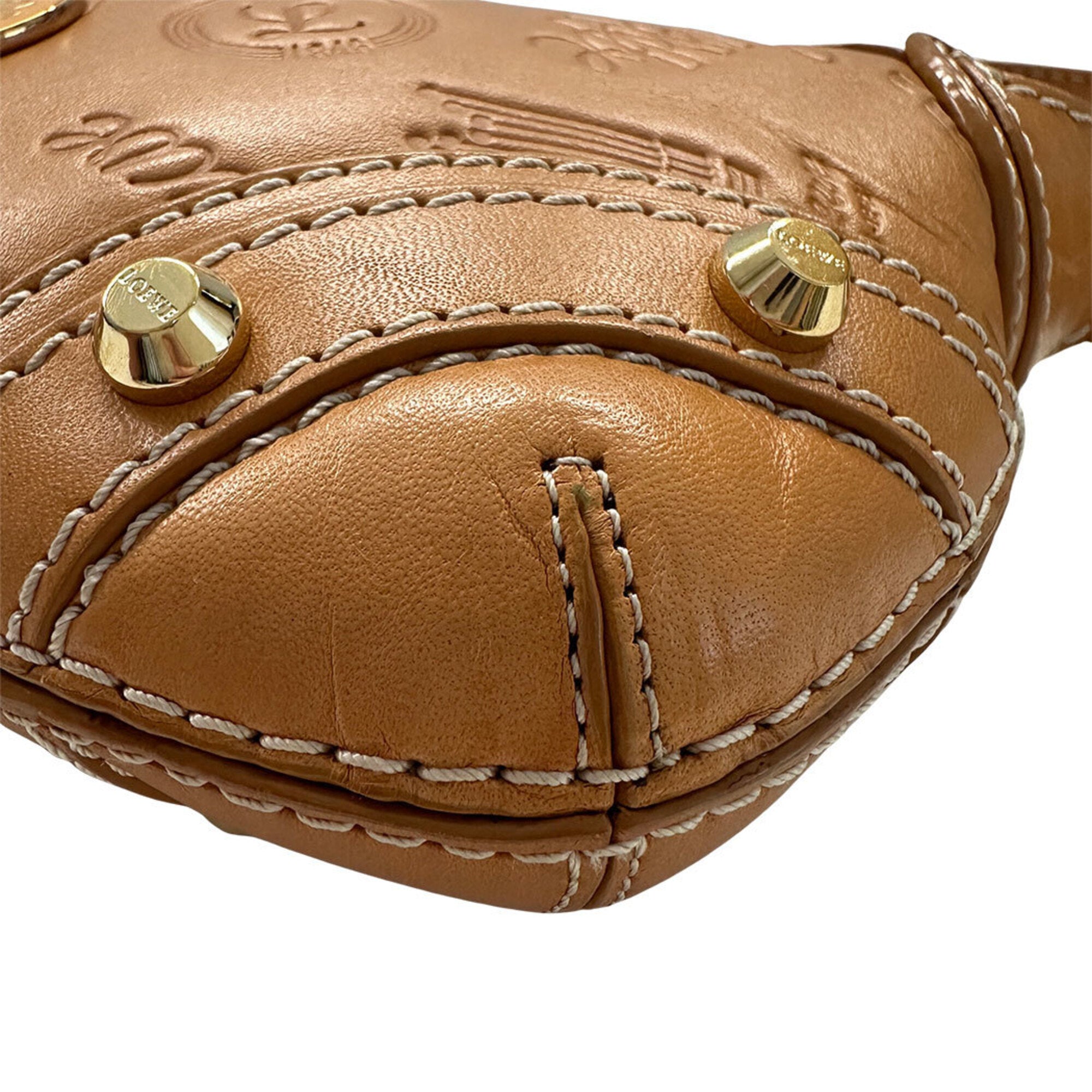 Loewe Brown Leather Handbag Shoulder Bag (Pre-Owned)