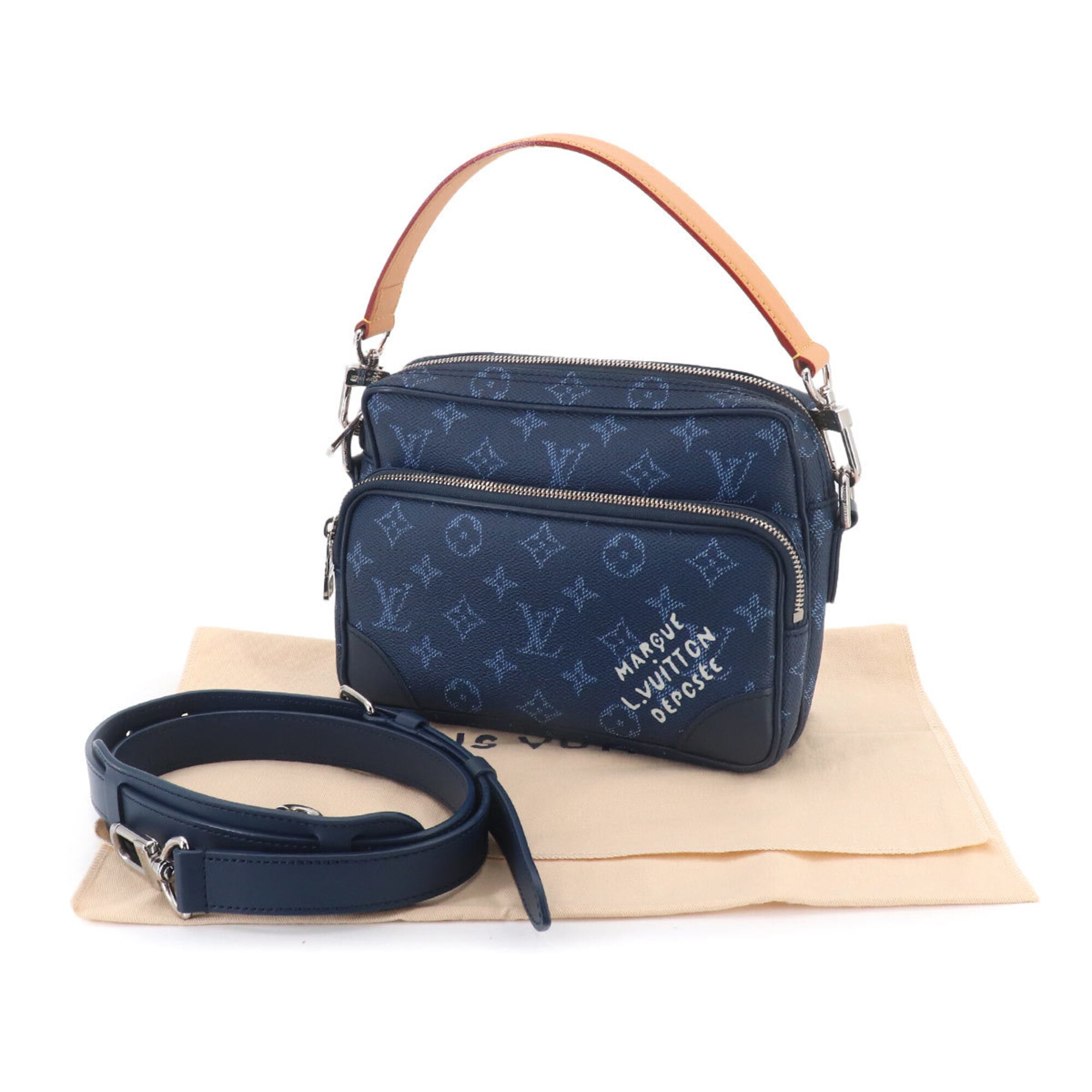 Louis Vuitton Blue Canvas Shoulder Bag (Pre-Owned)