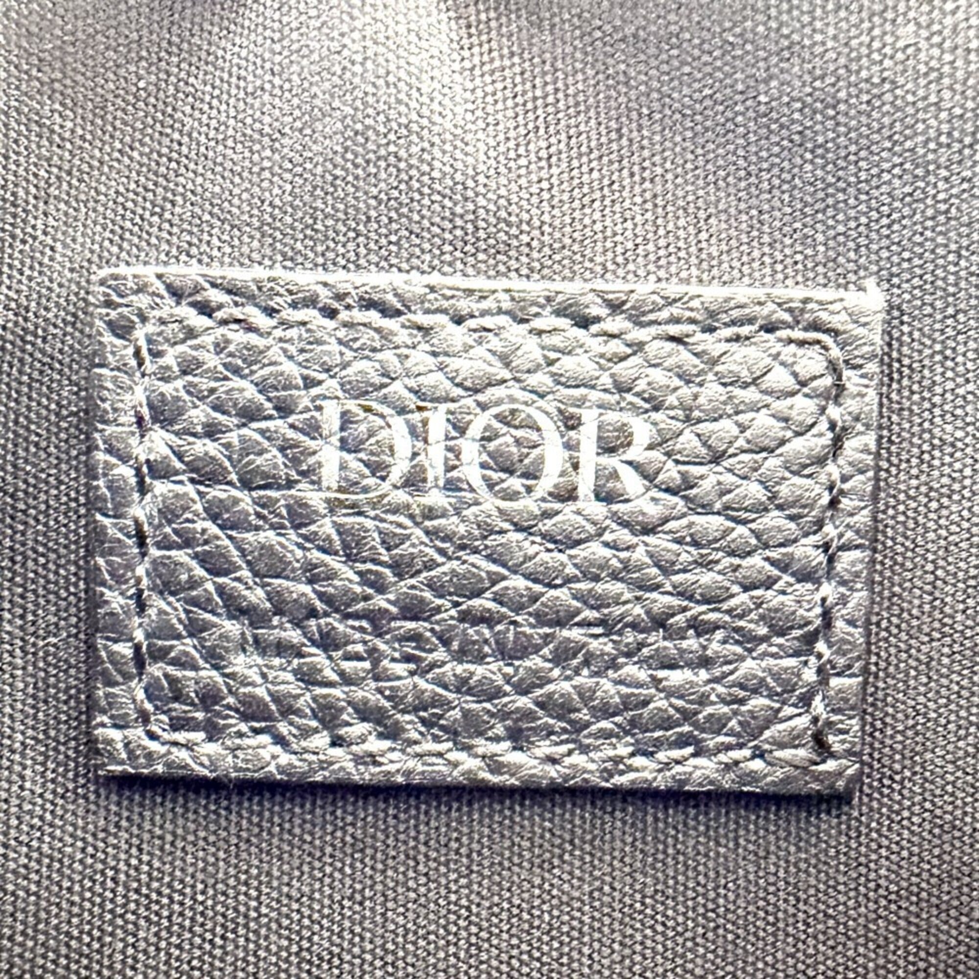 Christian Dior Beige Black White Leather Canvas Messenger Bag Saddle Bag Shoulder Bag (Pre-Owned)