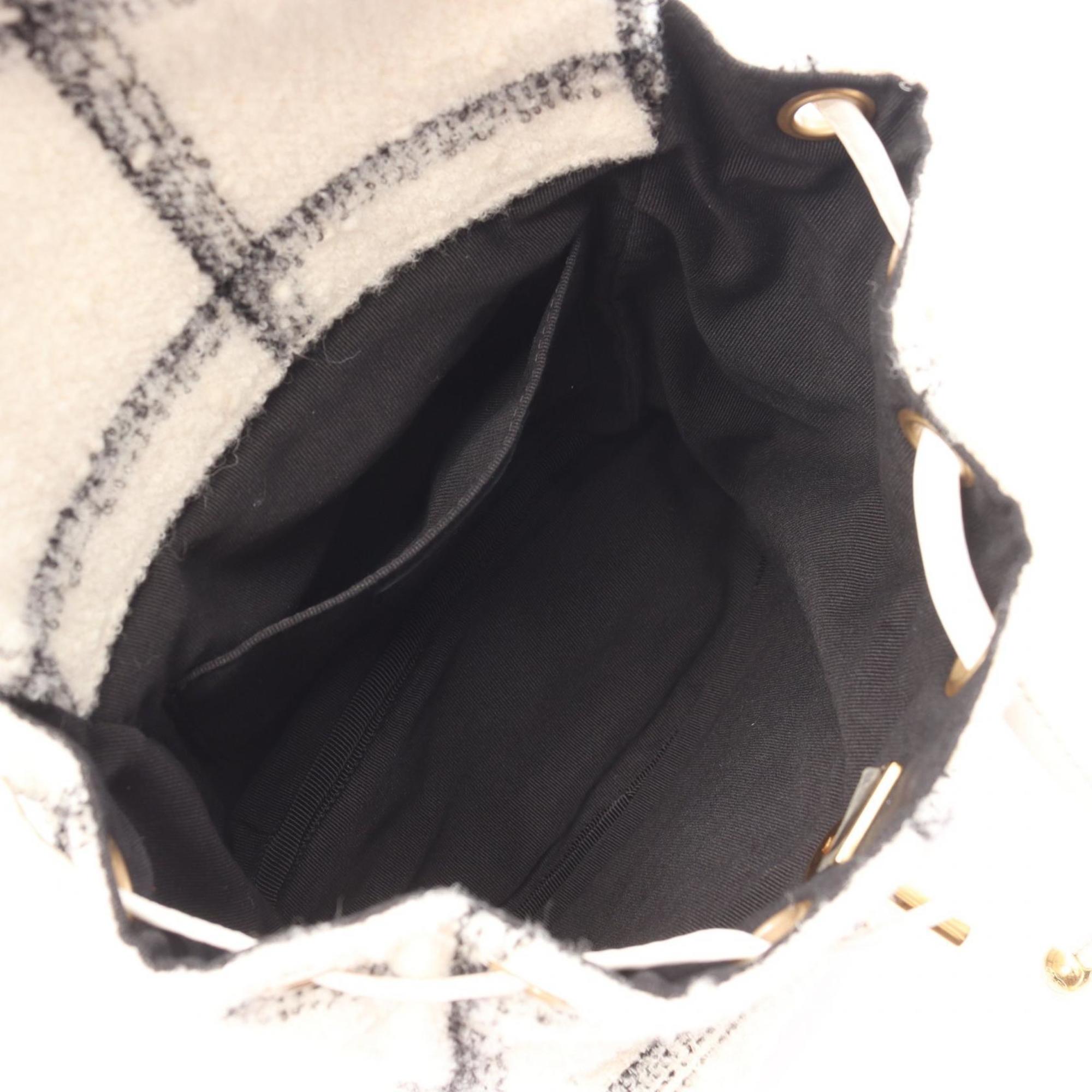 Chanel Black White Fabric Backpack (Pre-Owned)