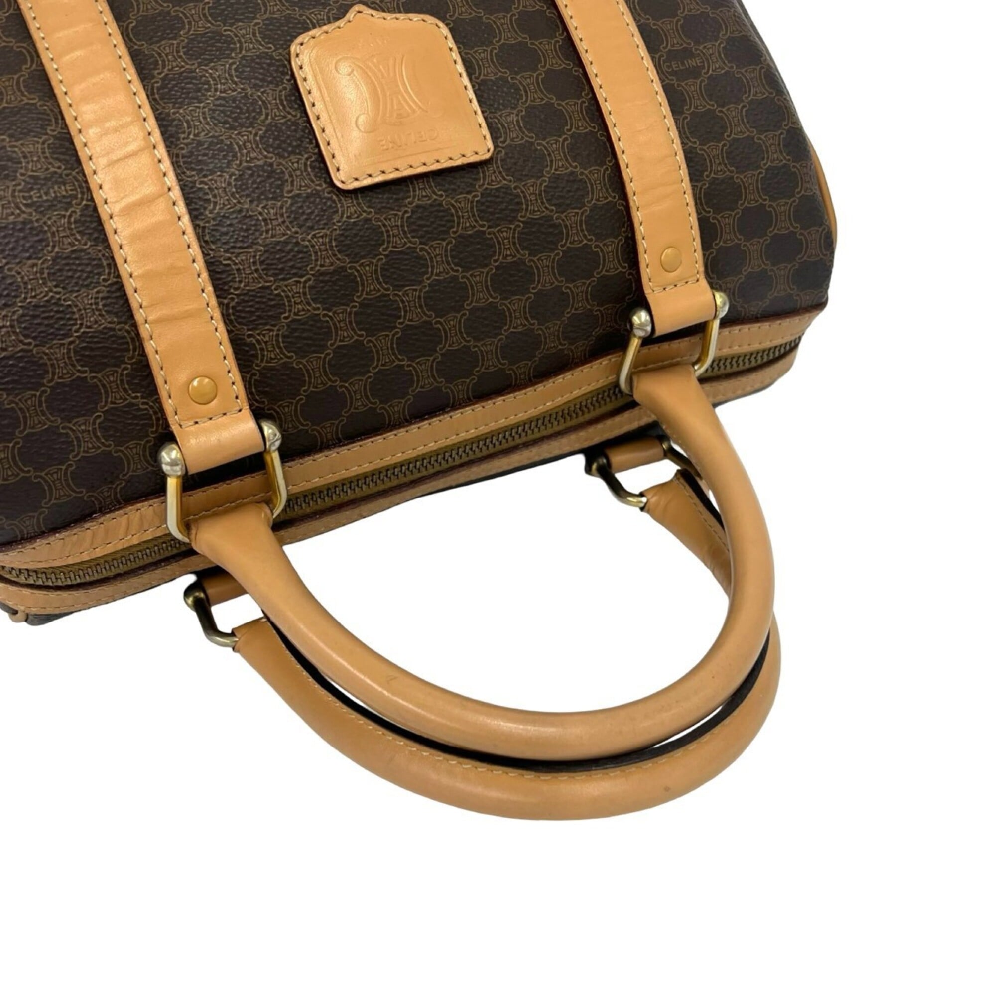 Celine Brown Leather Pvc Boston Bag Handbag (Pre-Owned)