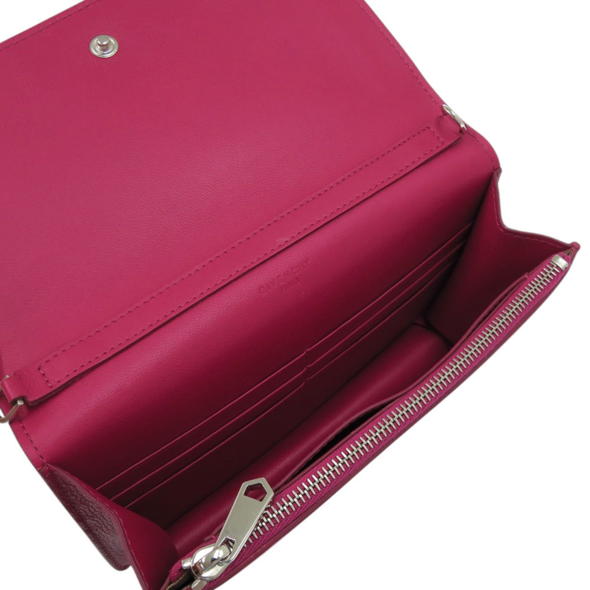 Balenciaga Pink Pink Red Leather Chain/Shoulder Wallet (Pre-Owned)