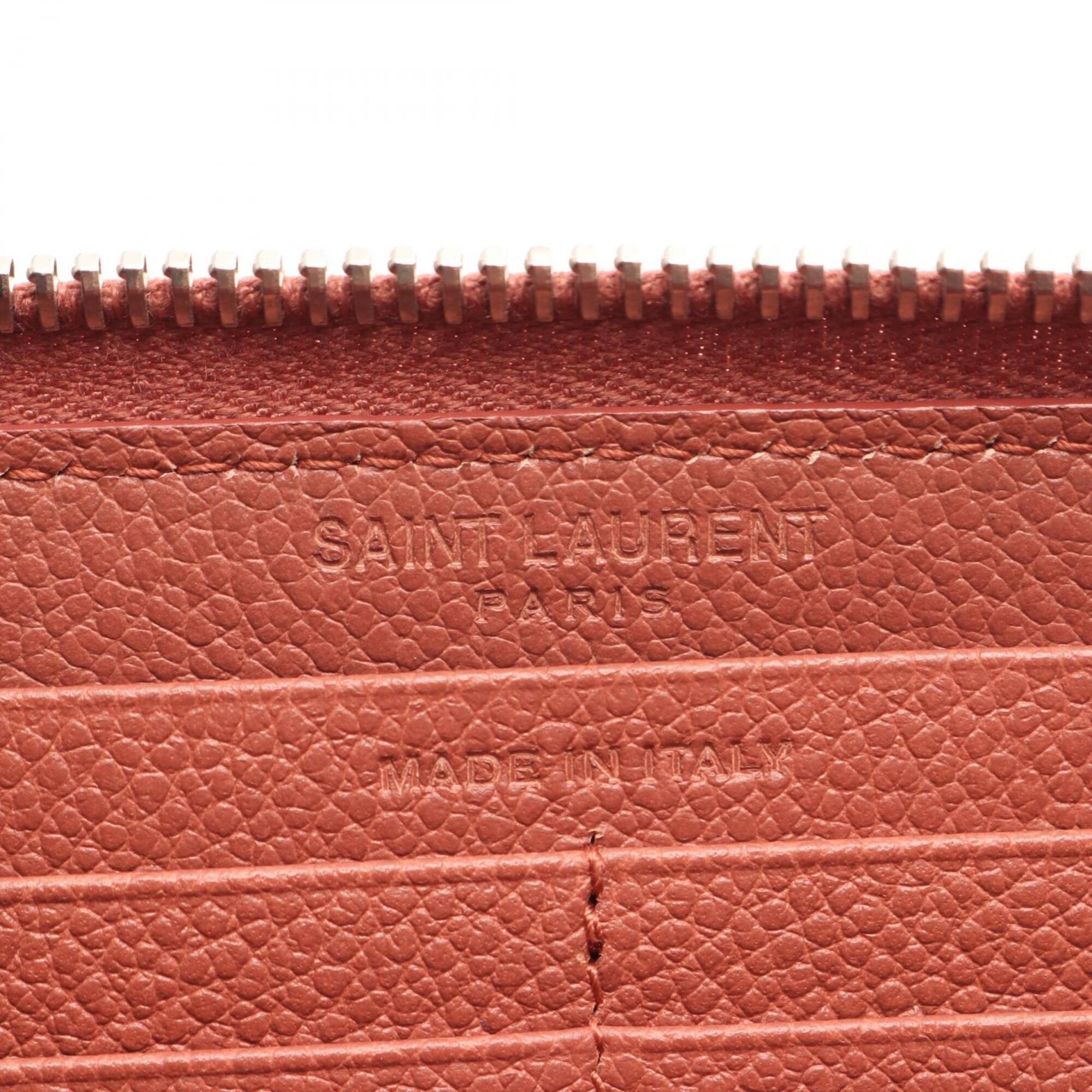 Yves Saint Laurent Brown Leather Long Wallet (Bi-Fold) (Pre-Owned)
