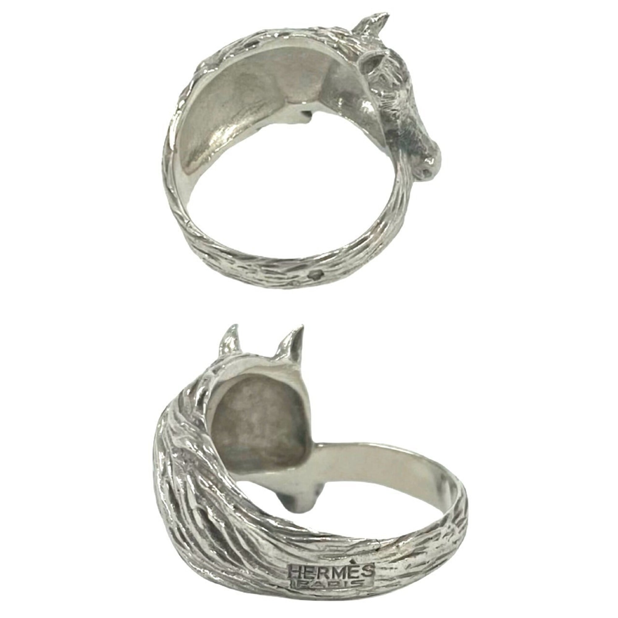 Hermes Silver Silver Band Ring (Pre-Owned)