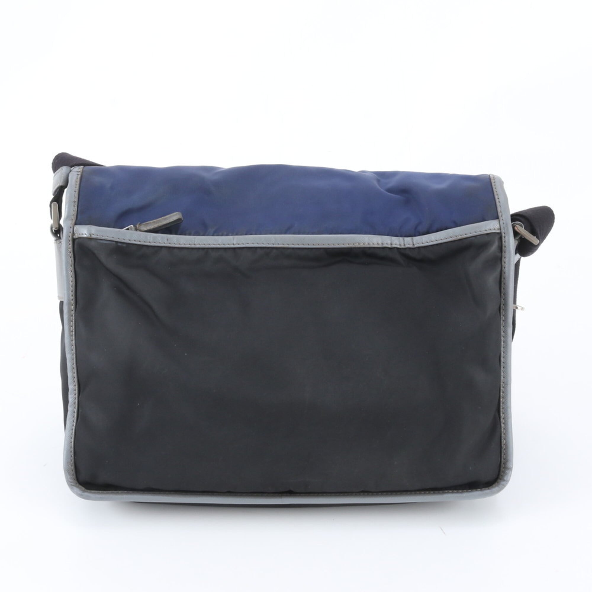 Prada Black Navy Nylon Leather Pouch Shoulder Bag (Pre-Owned)