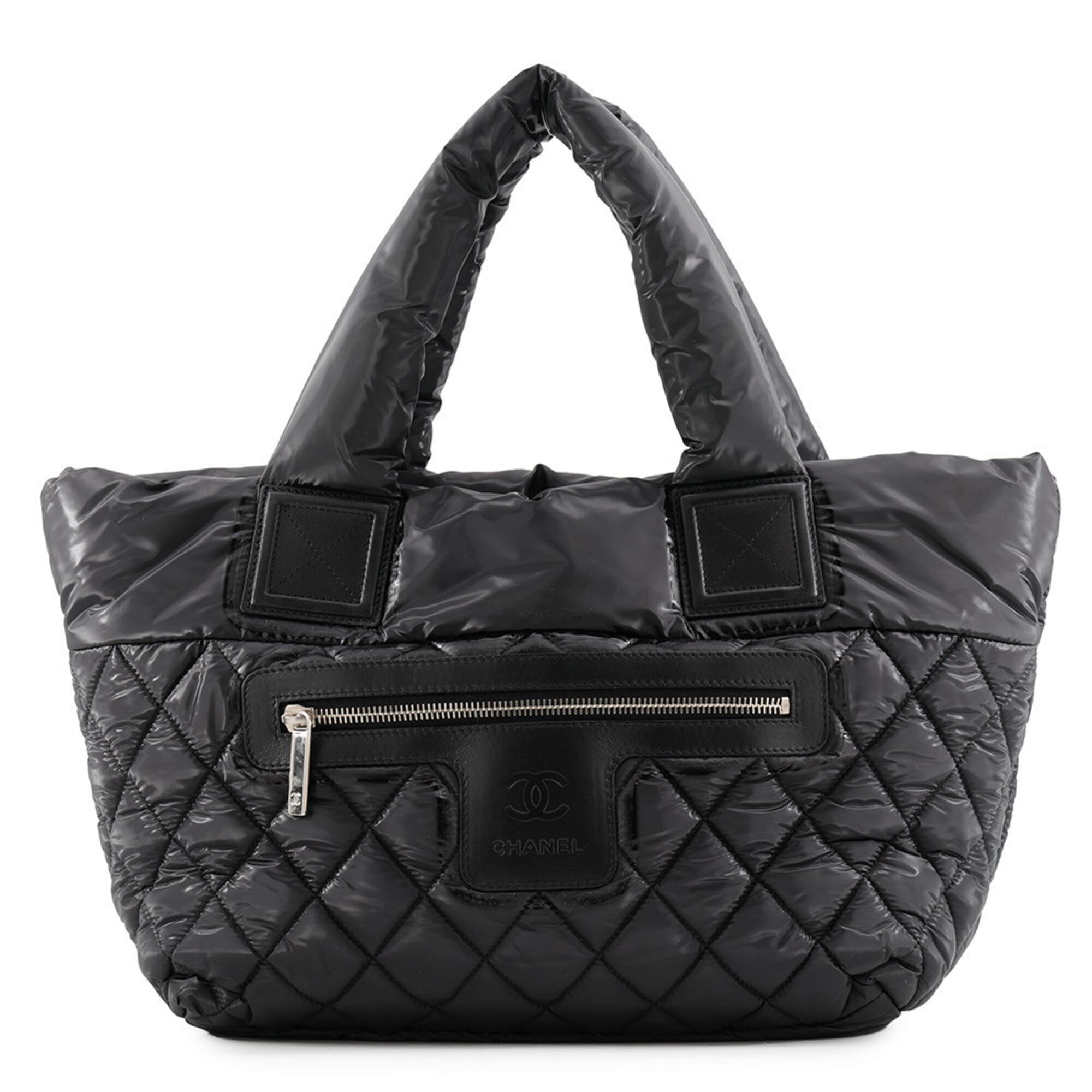 Chanel Black Nylon Handbag Tote Bag (Pre-Owned)
