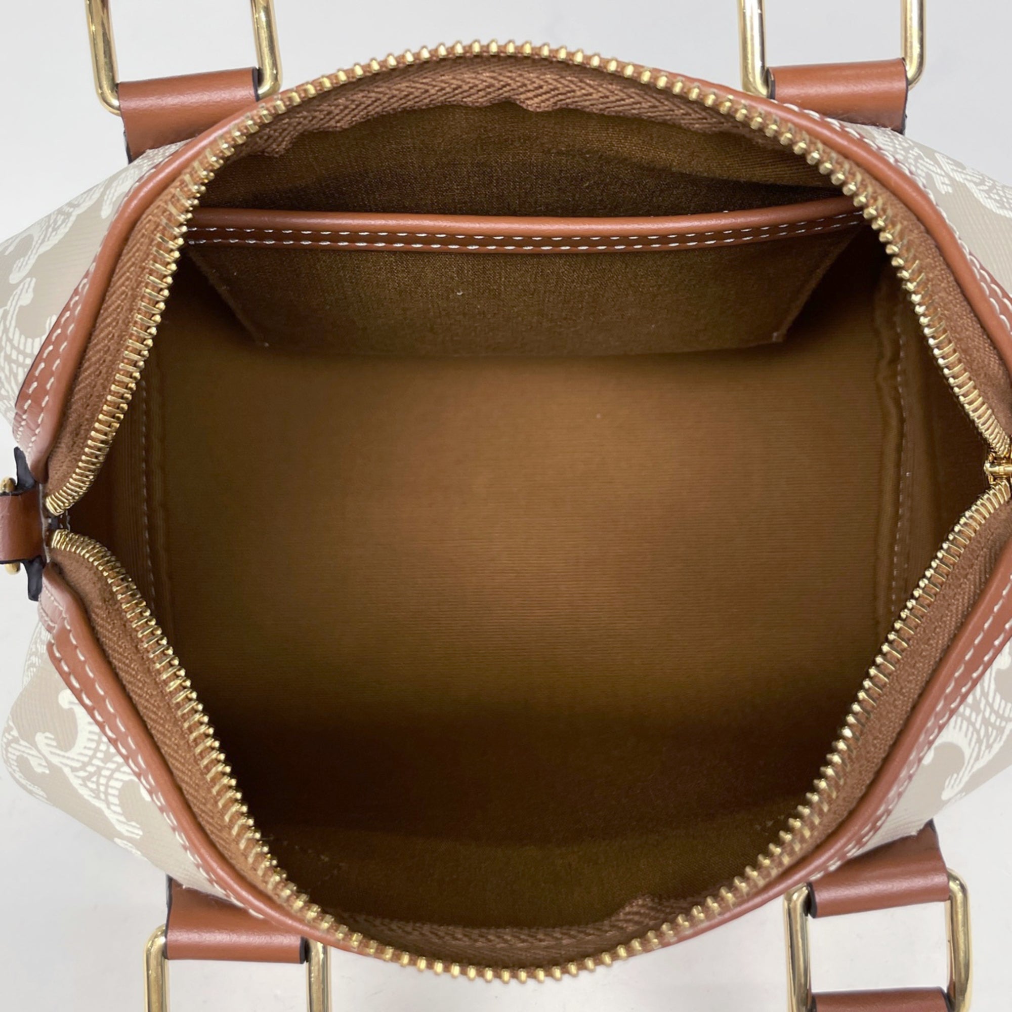 Celine Beige Brown Coated Canvas Leather Handbag (Pre-Owned)