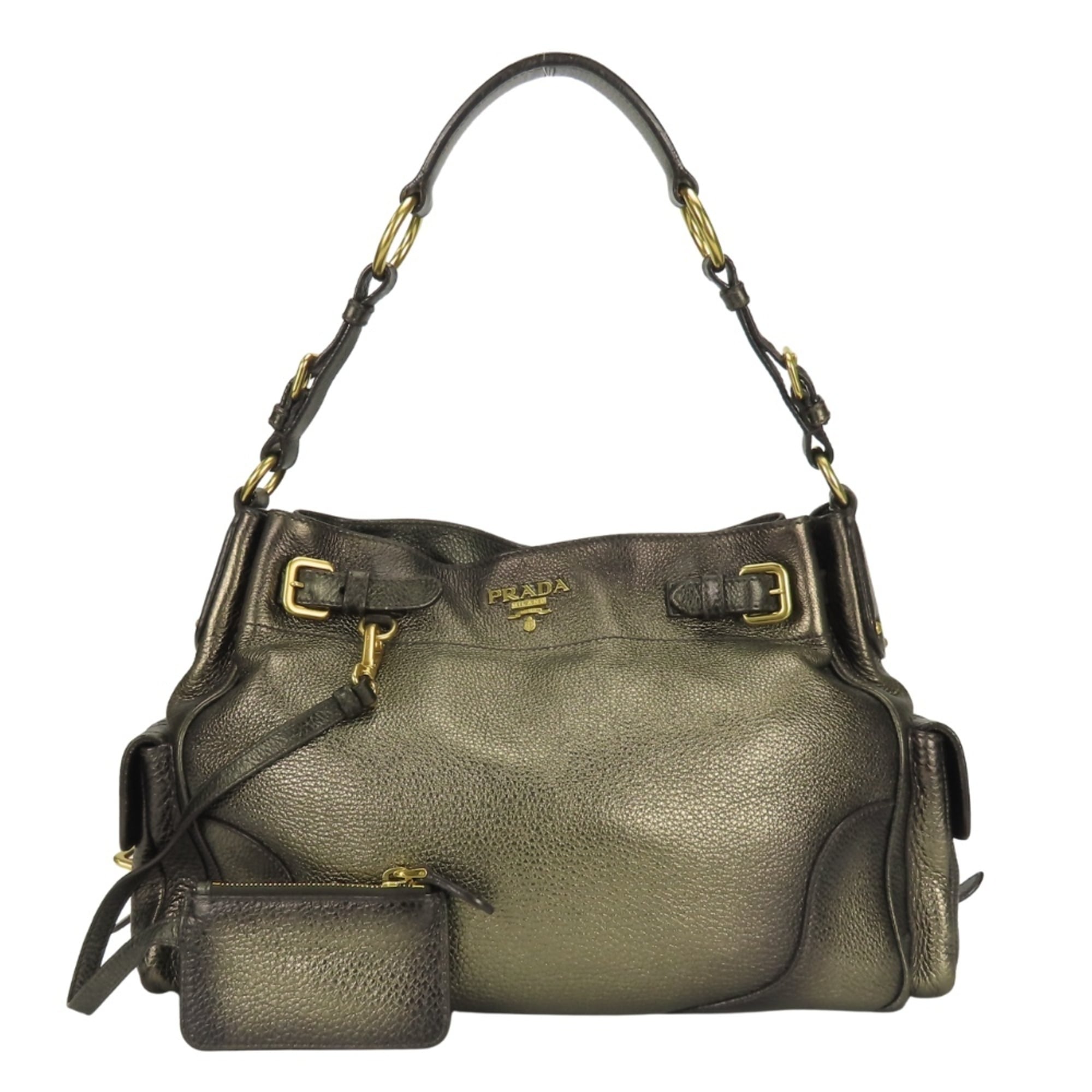 Prada Bronze Brown Leather Shoulder Bag (Pre-Owned)