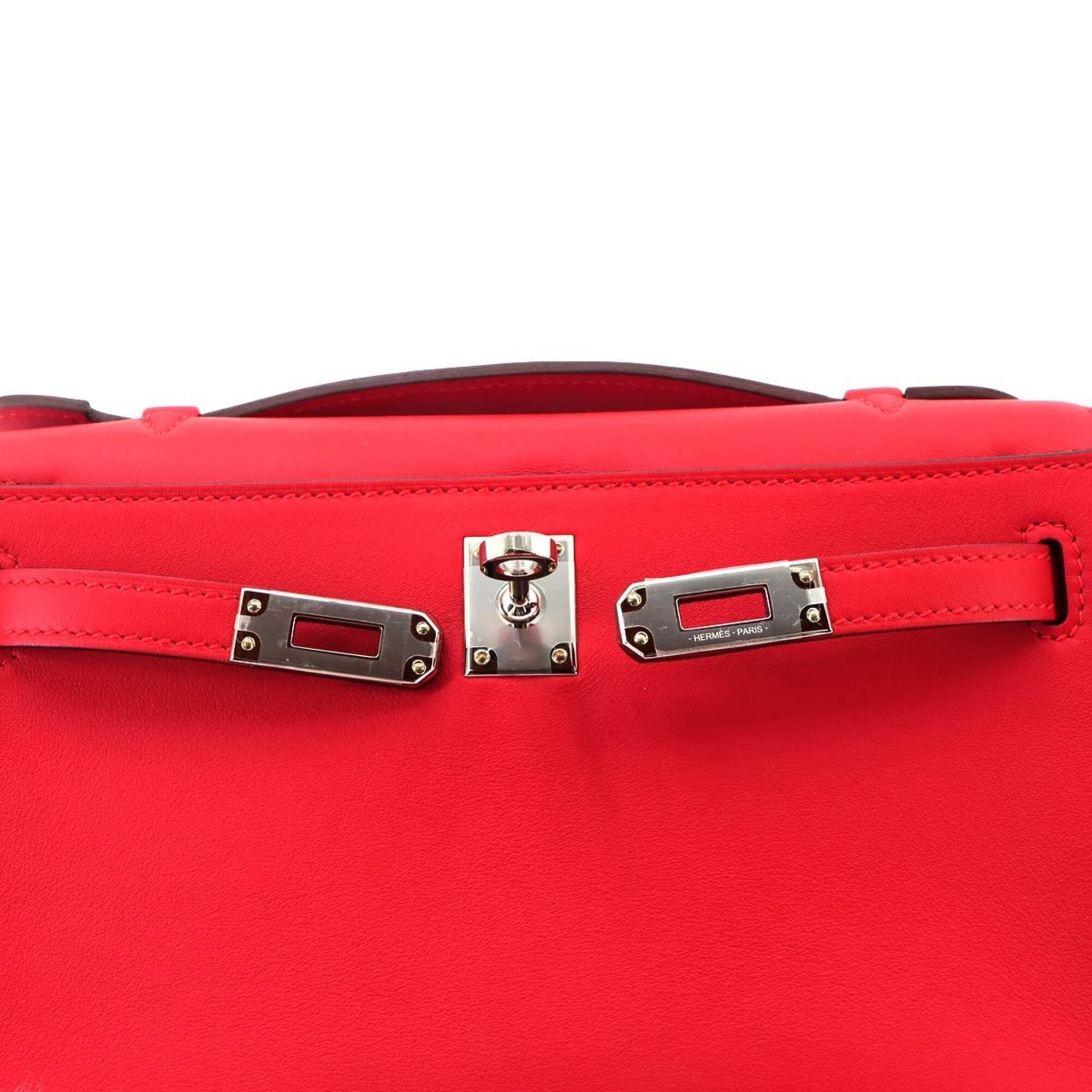 Hermes Red Color Swift Leather Handbag Pochette (Pre-Owned)