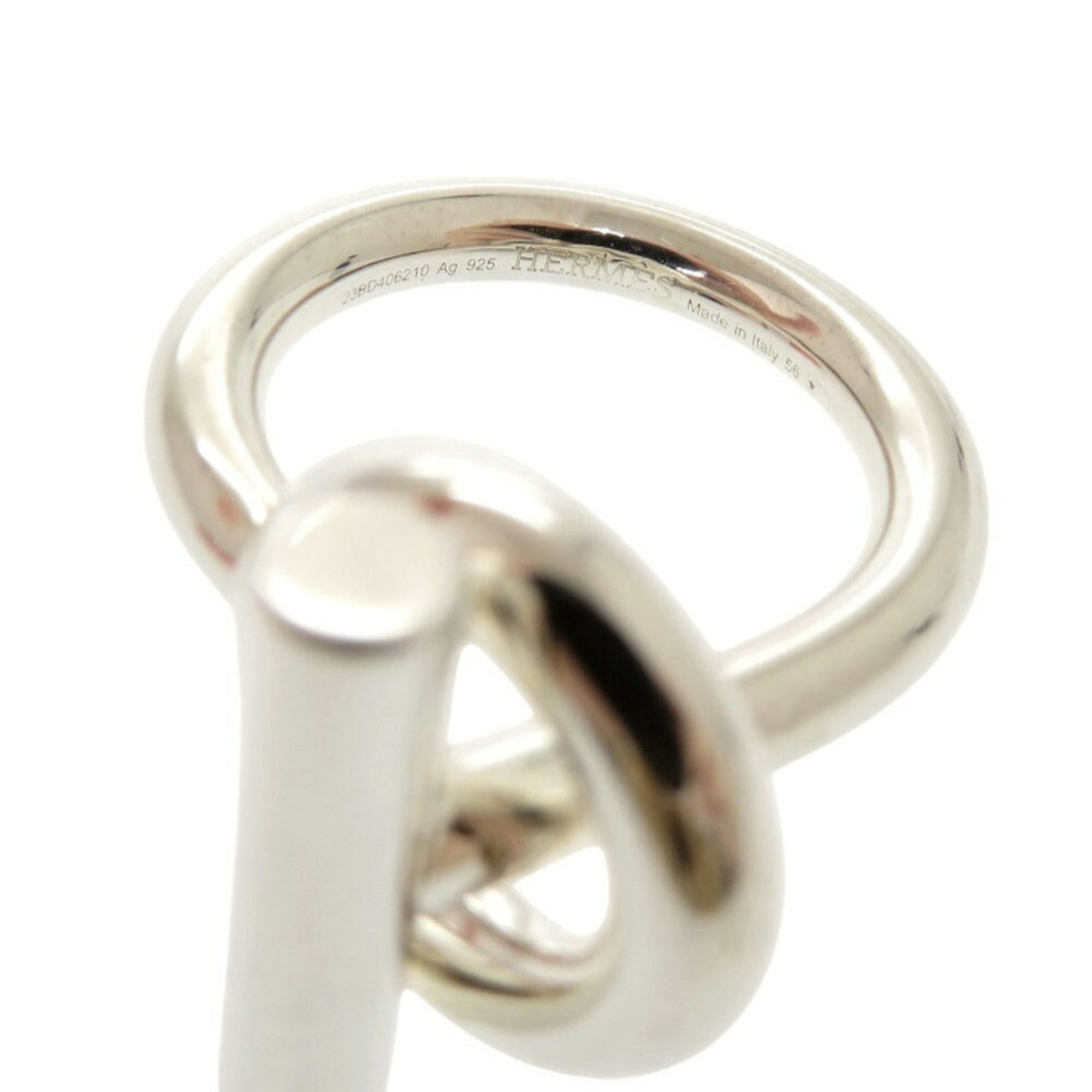 Hermes Silver Silver 925 Band Ring (Pre-Owned)