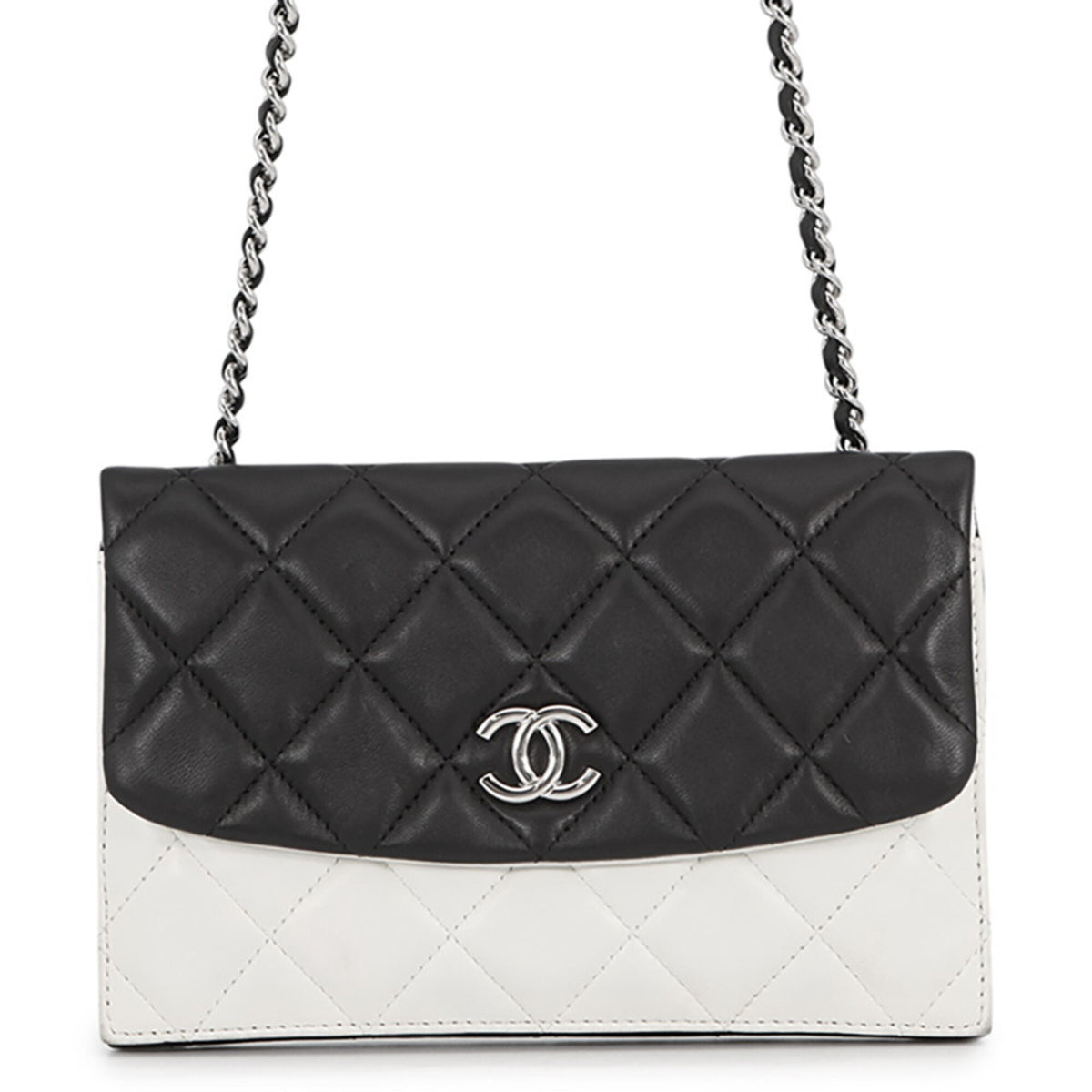 Chanel Black White Chain/Shoulder Wallet (Pre-Owned)
