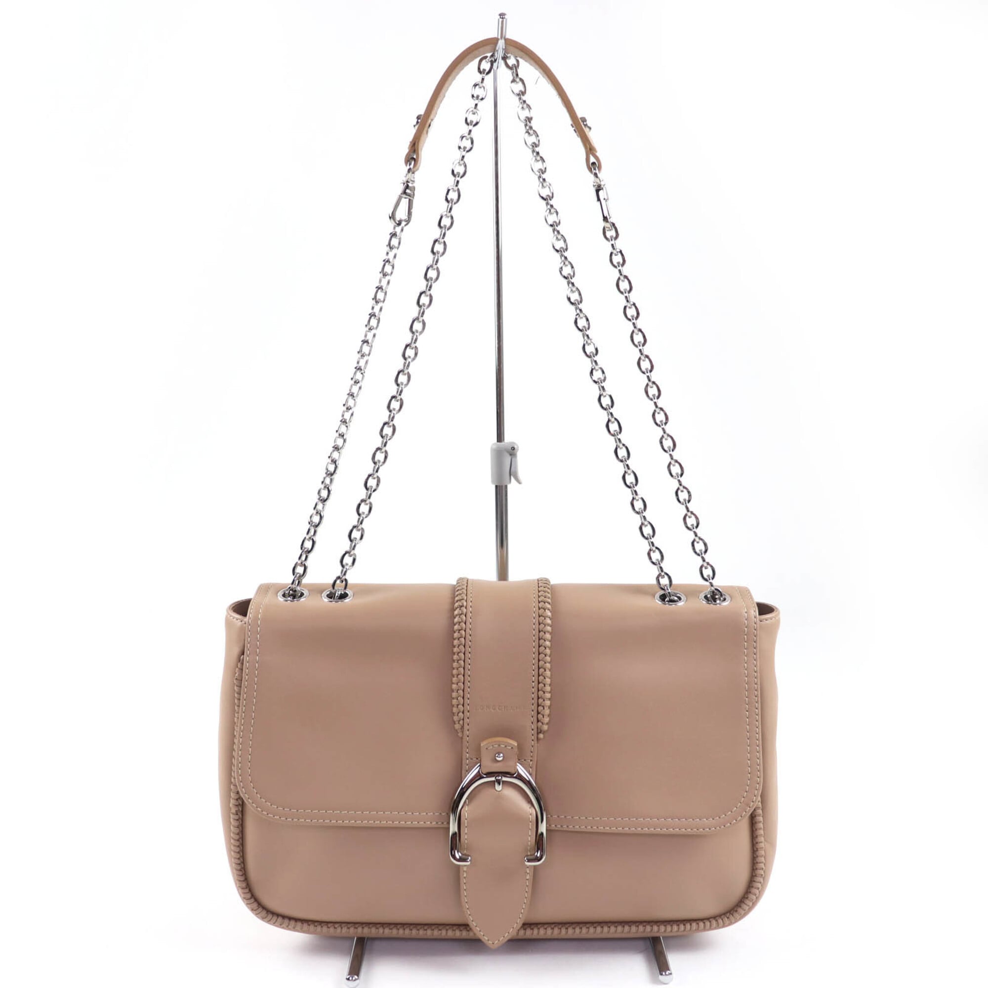 Longchamp Brown Leather Handbag Shoulder Bag (Pre-Owned)